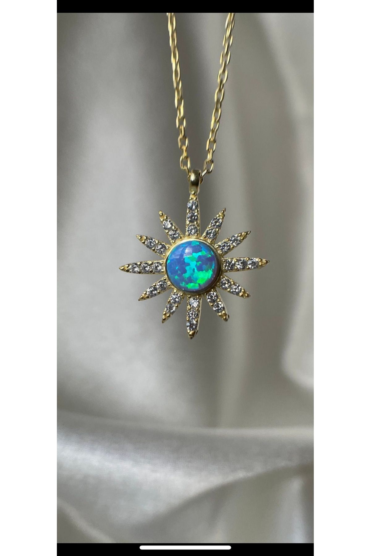 Wind Silver Opal Mavi Kutup Kolye 925 Ayar