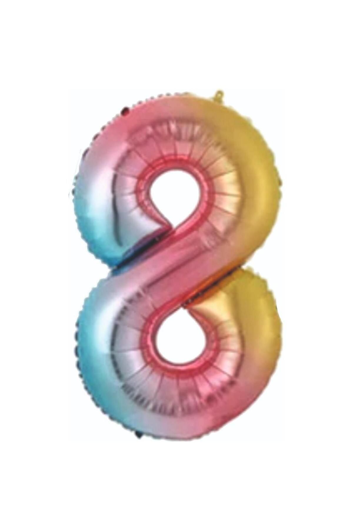 PARTİMİO PARTİ MALZEMELERİ Rakam Folyo Balon Gökkuşağı Renk 34'' (76cm)