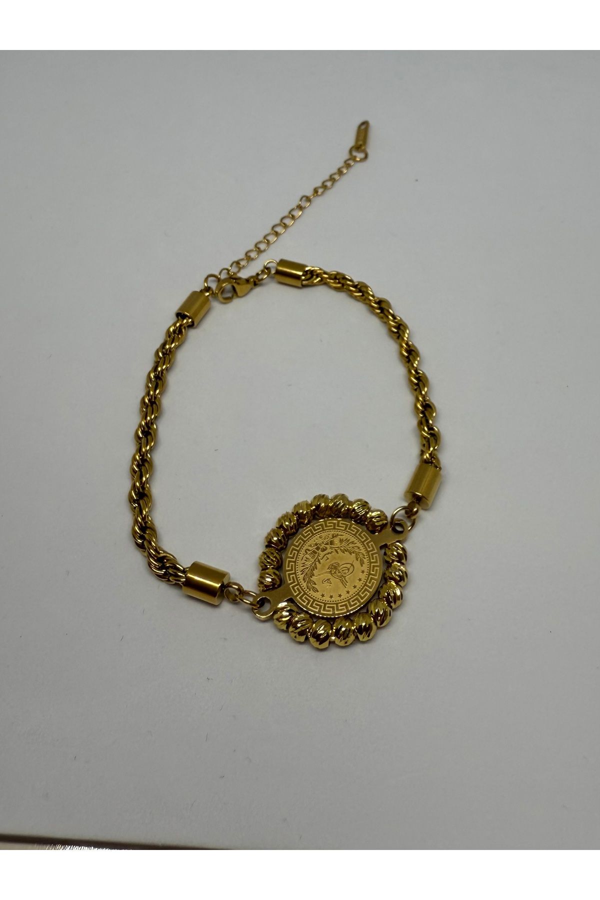 Gulsah's Store Çelik gold dorika ataliralı burma zincir bileklik