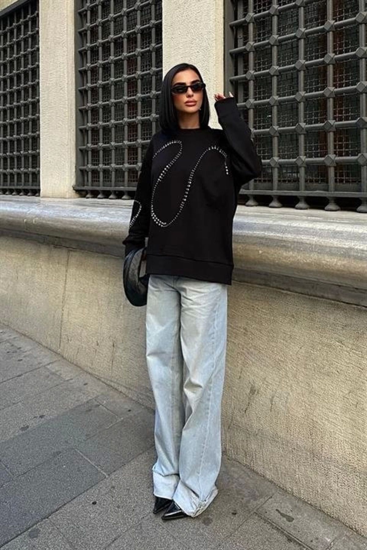 ZORM Gümüş Taşlı Sweatshirt 8052