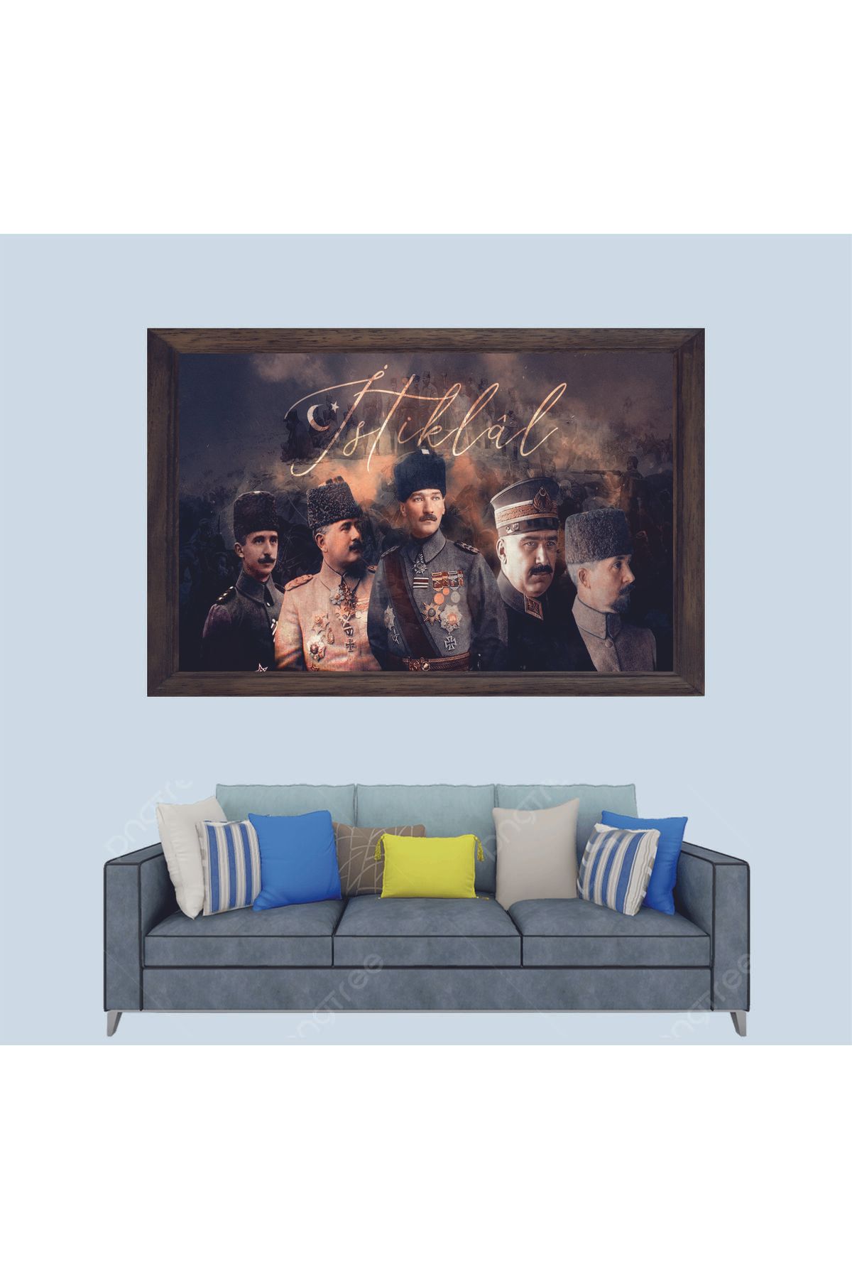 Lioncraft Atatürk, 3'lü Paşalar Tasarımı Çerçeveli Duvar Tablosu 30x45 cm