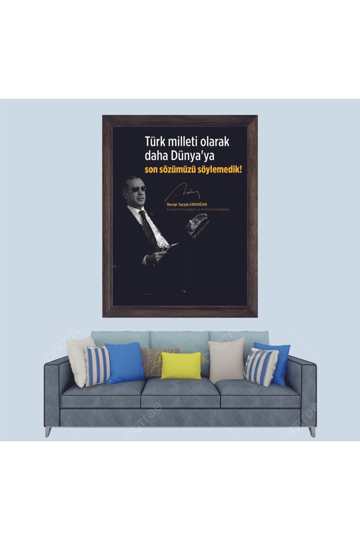 Lioncraft Cumhurbaşkanımız Recep Tayyip Erdoğan Sözü Çerçeveli Duvar Tablosu 30x45 cm