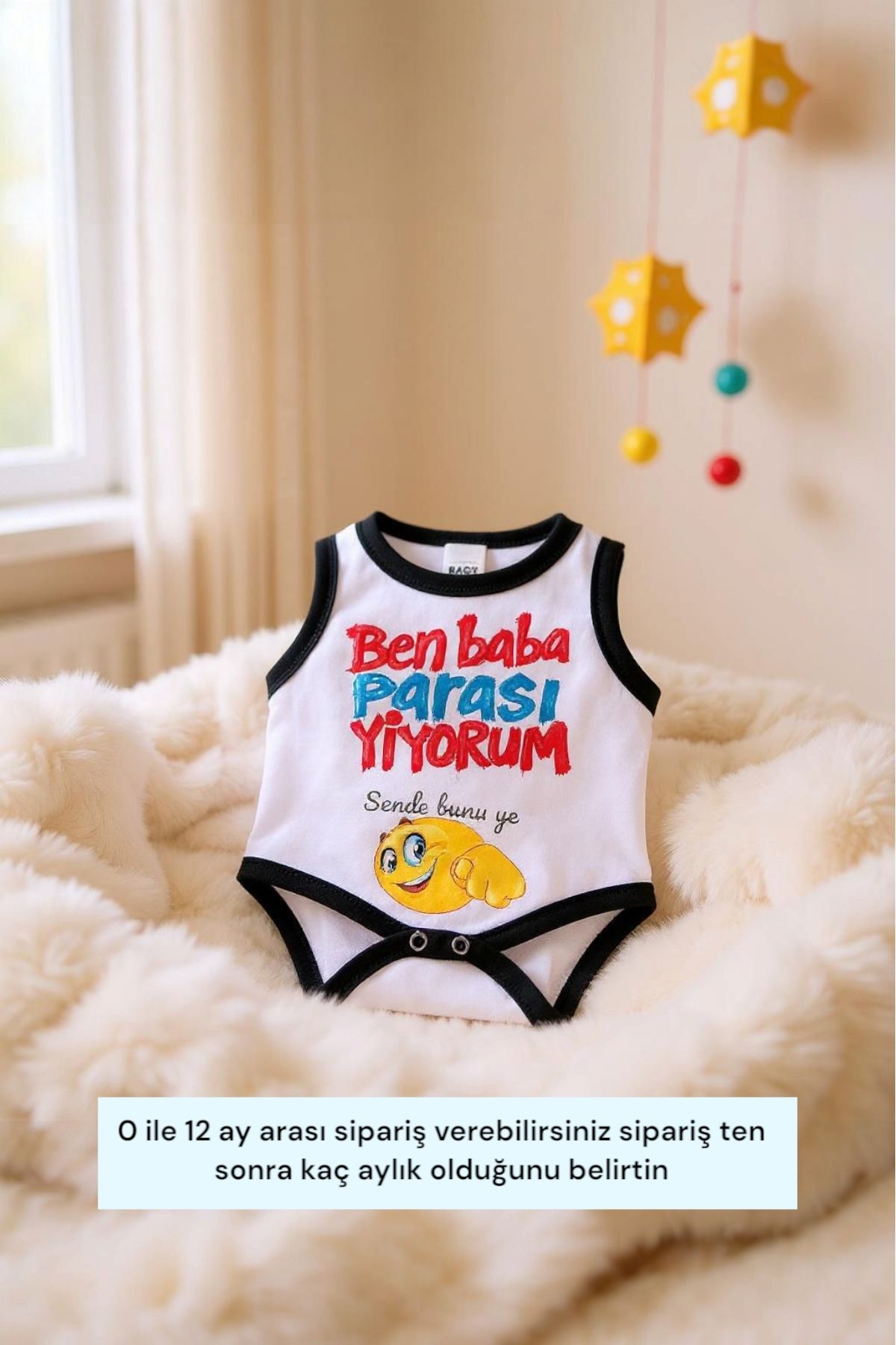 Gzl55 Ben baba parası yiyorum baskılı bebek zıbını kişiye özel tasarlanabilir