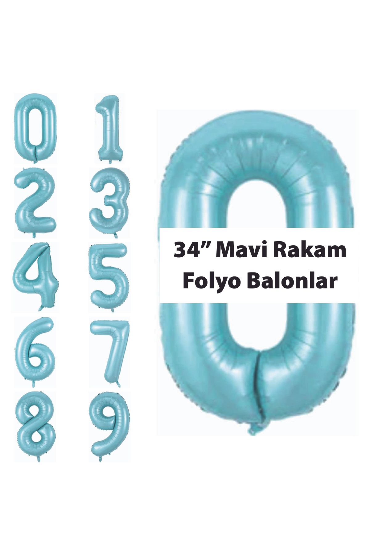 PARTİMİO PARTİ MALZEMELERİ Rakam Folyo Balon Mavi Renk 34'' (76cm)