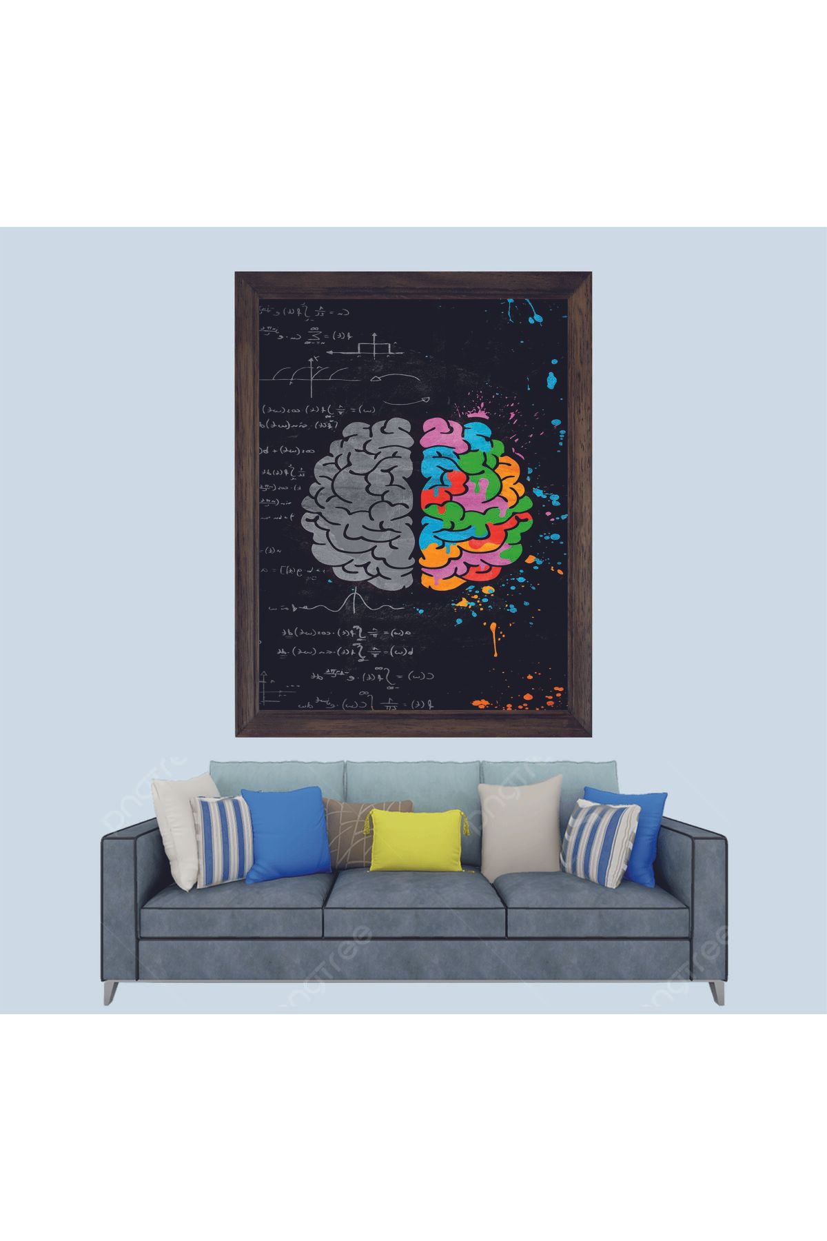 Lioncraft Brain, Beyin, Matematik Portreli Çerçeveli Duvar Tablosu 30x45 cm