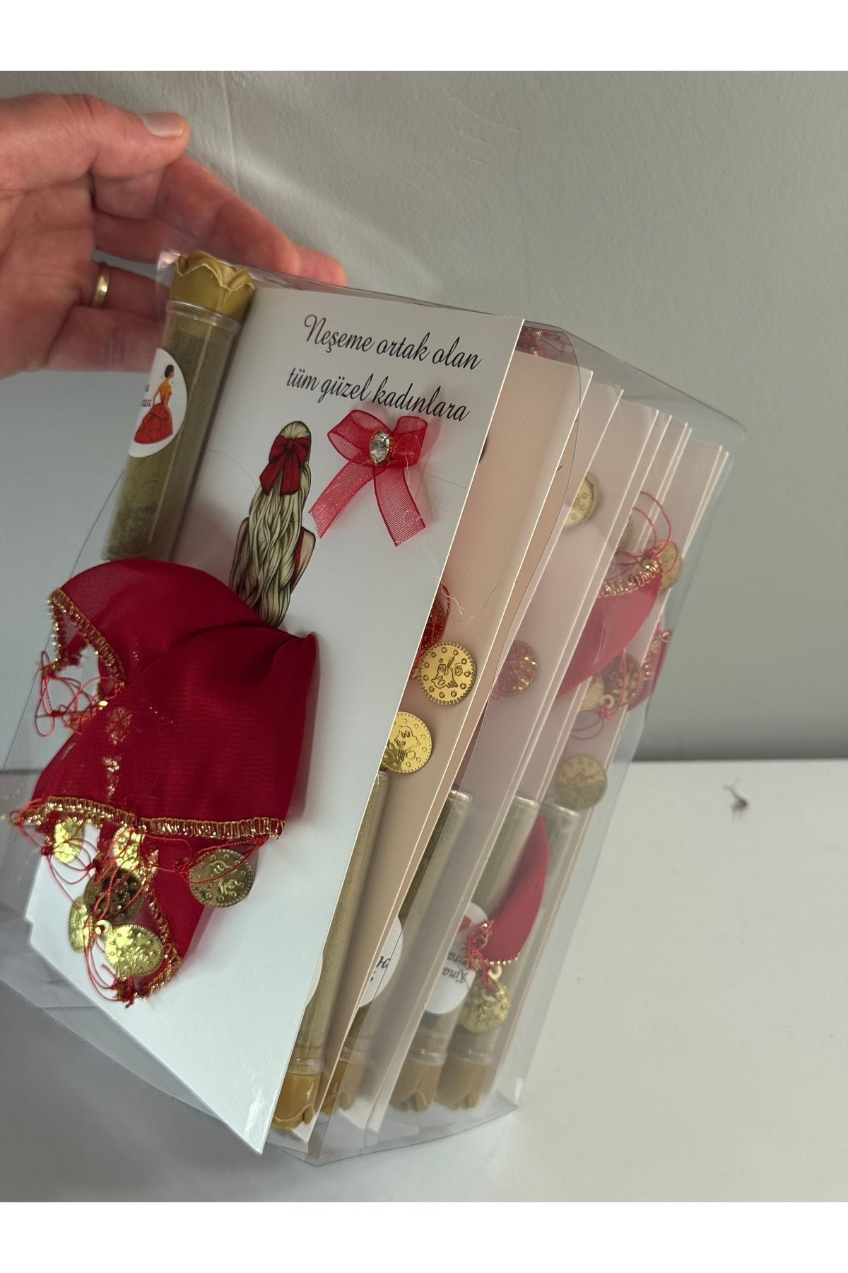 shop Kırmızı Gold Şifon Kartlı Hediyelik Kına ve Halay Mendili 10 Adet Gelin Damat Düğün Kına Nişan Bride