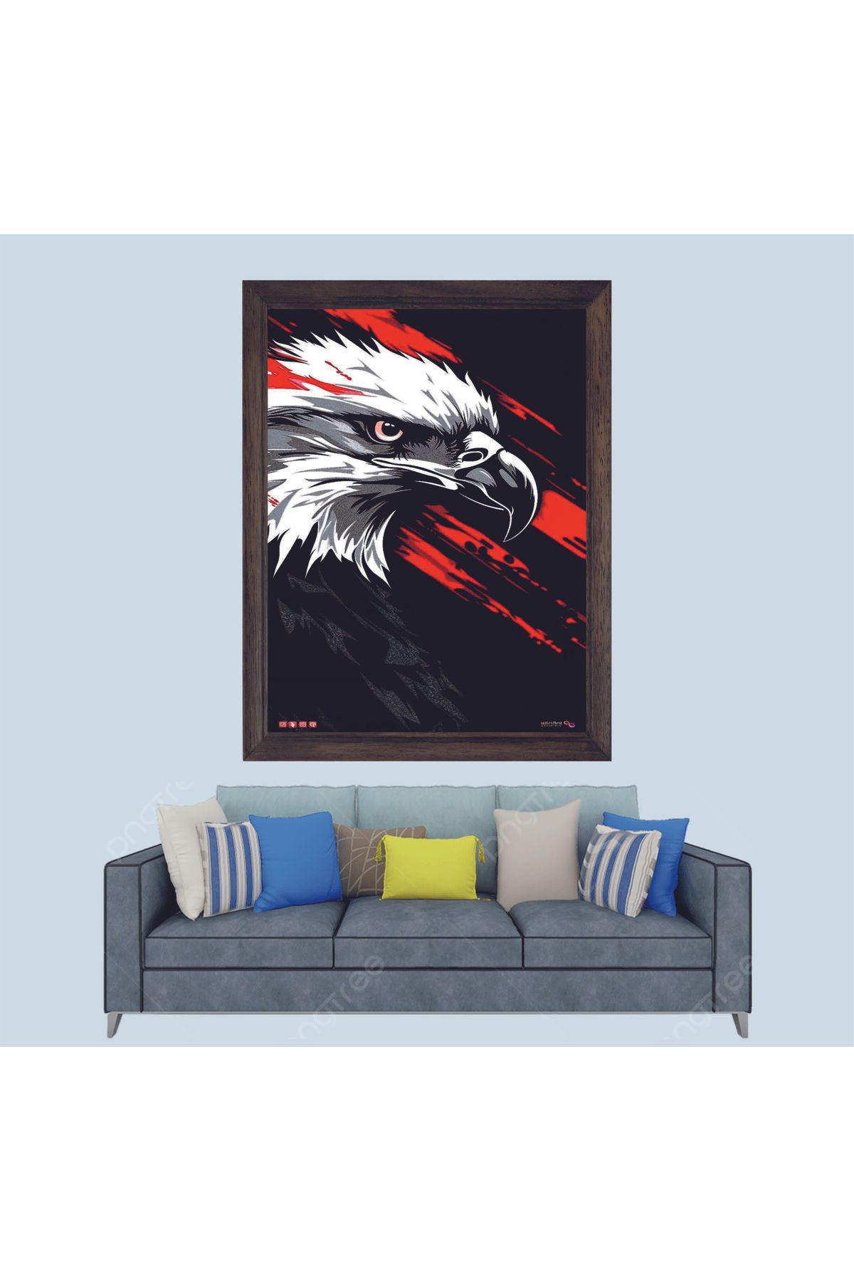 Lioncraft Kartal Temalı Çerçeveli Duvar Tablosu 30x45 cm