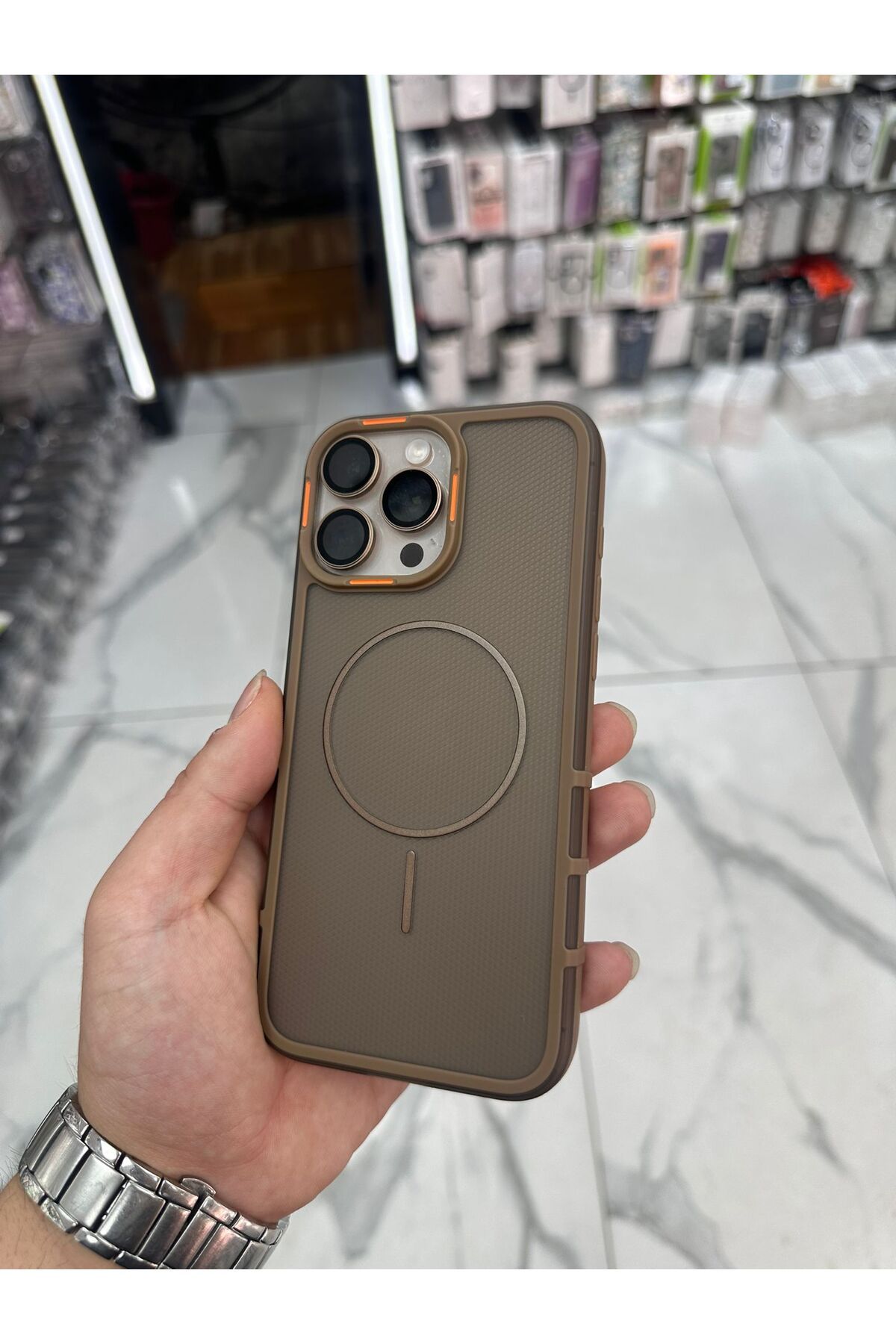 Bilişim Akademi iPhone 15 Pro Max uyumlu Karbon Şeffaf Desenli Mat Tank Magsafe Kılıf - Lacivert