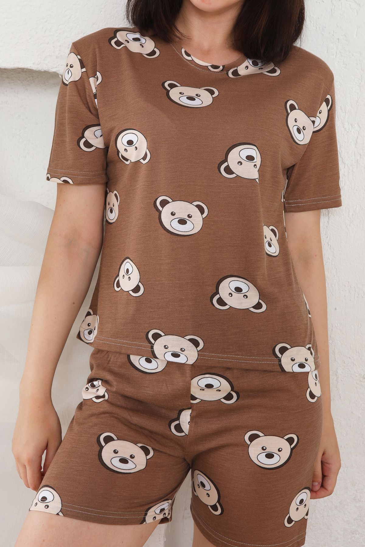 FAMES PİJAMA Yazlık Desenli Loose Crop Şortlu Pijama Takım