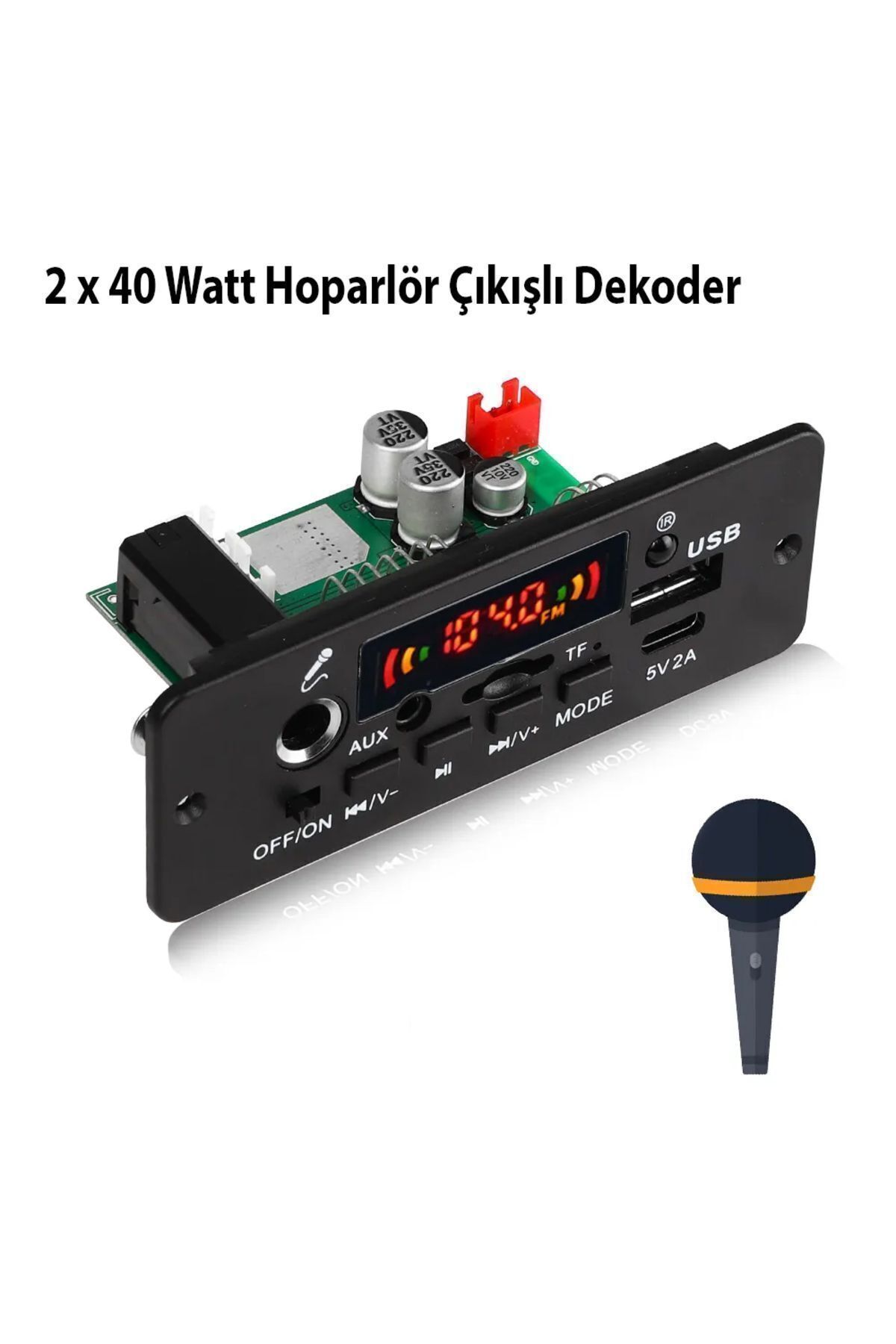 zerzembe 2 X 40 Watt Hoparlör Çıkışlı Fm Dekoder ( Karaoke Bluetooth Aux Usb Tf Kart Fm Radio Mp3 Player )