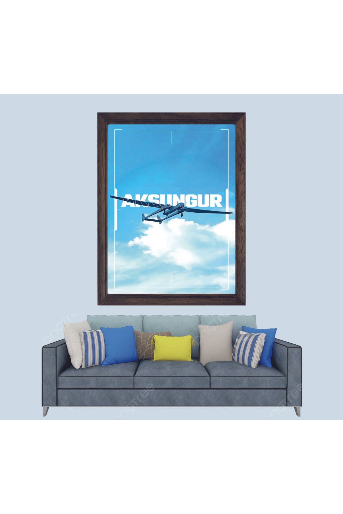 Lioncraft İHA, SİHA AKSUNGUR Çerçeveli Duvar Tablosu 30x45 cm
