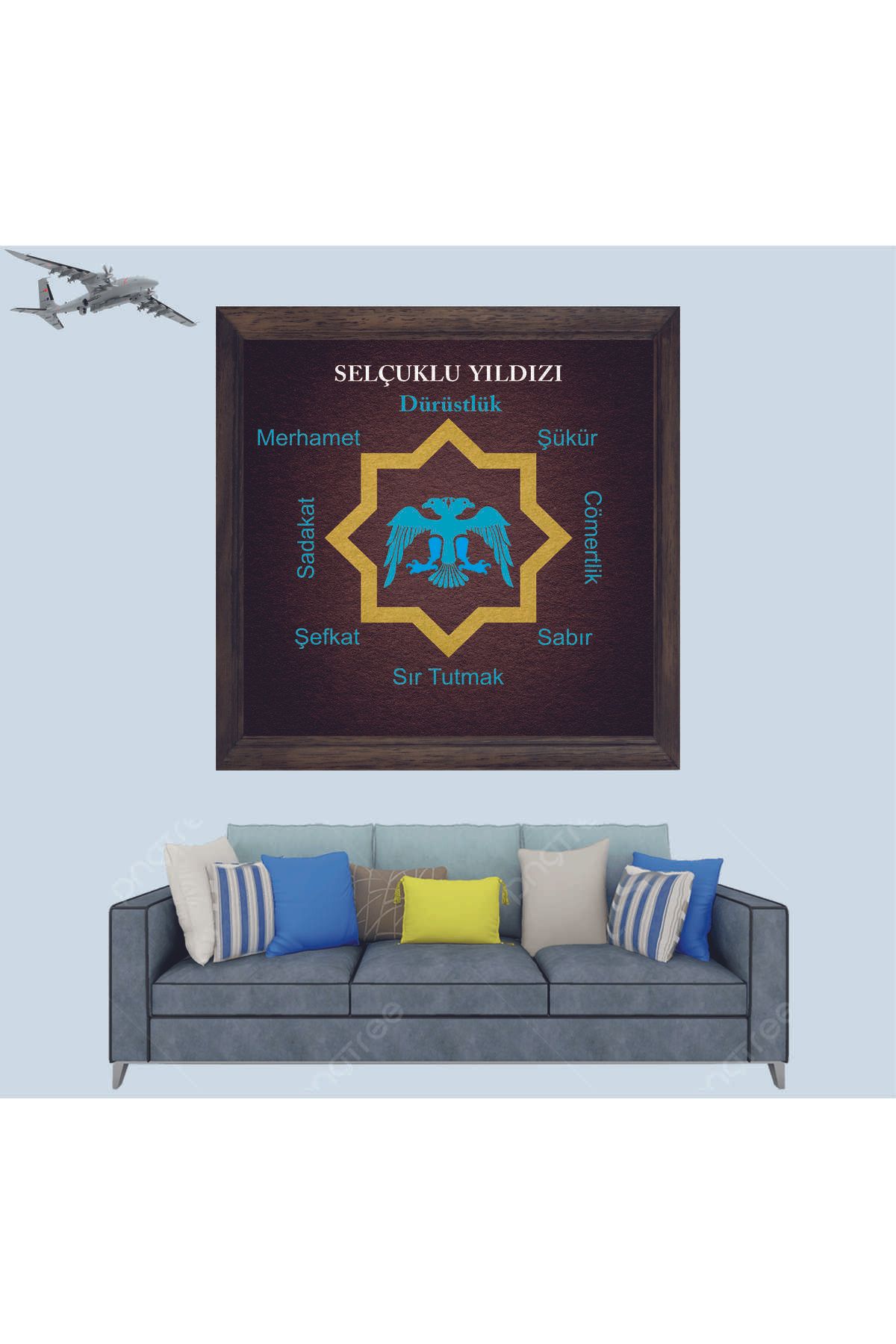 Lioncraft Selçuklu Devleti, Selçuklu Yıldızı Özel Tasarım Çerçeveli Duvar Tablosu 20x30 cm