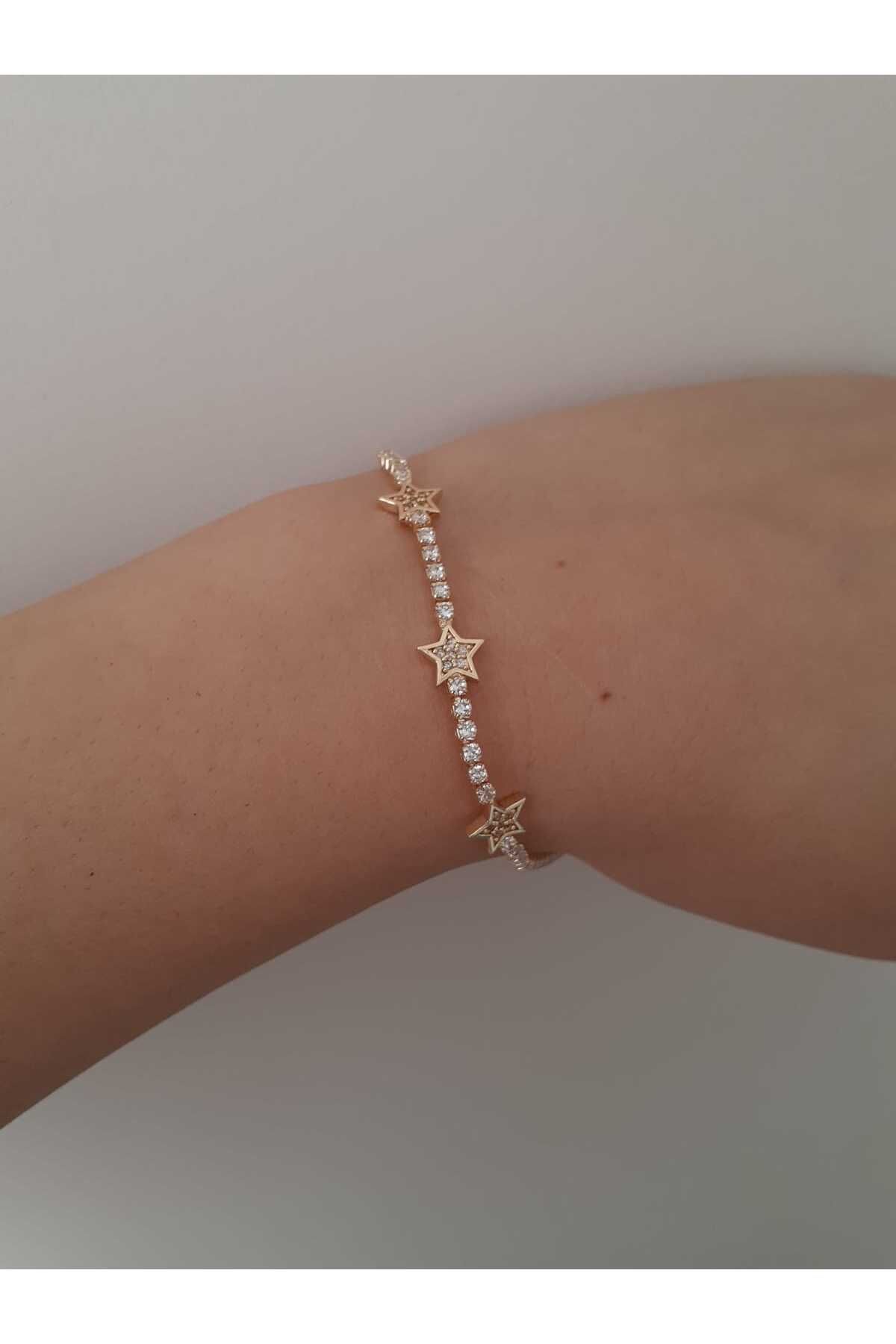 bijoux uniques Çelik Gold Kayan Yıldız Bileklik