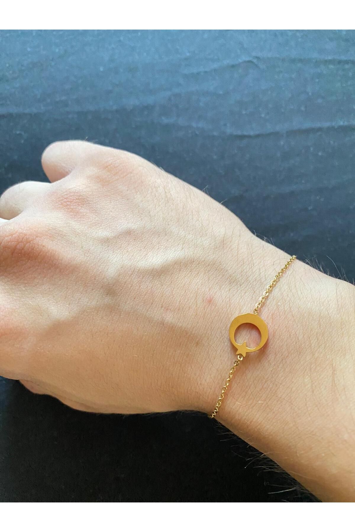 bijoux uniques Çelik Gold Ay&Yıldız Bileklik