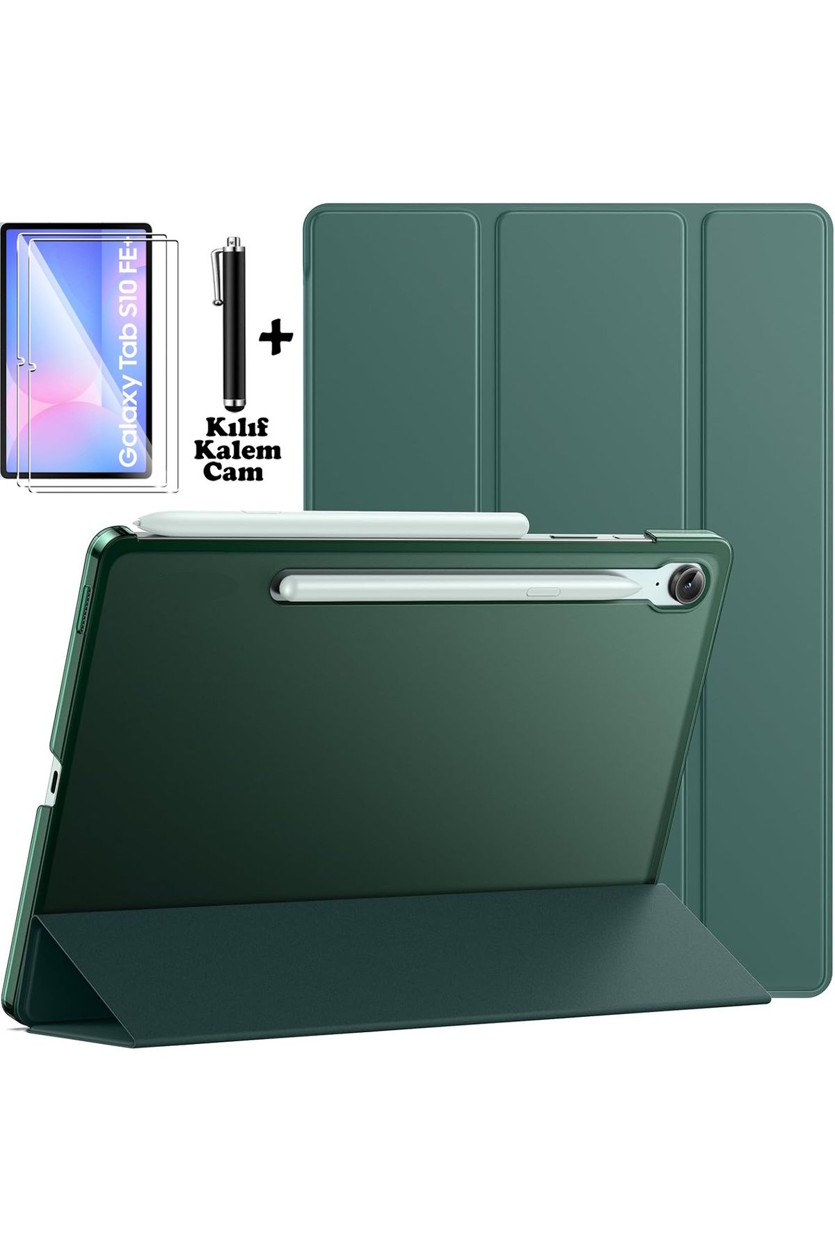 m.tk moveteck Samsung Galaxy S10 Fe Plus 13.1 inç Kılıf Smart Akıllı Uyku Modlu 360 Kapak+Ekran Koruyucu Cam+Kalem