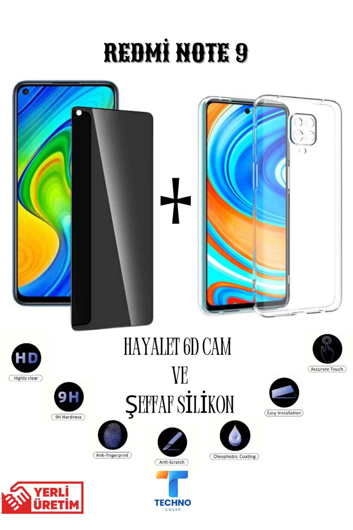 foxpower Redmi Note9 Hayalet Ekran Koruyucu ve Şeffaf Kılıf 2li Avantajlı Paket