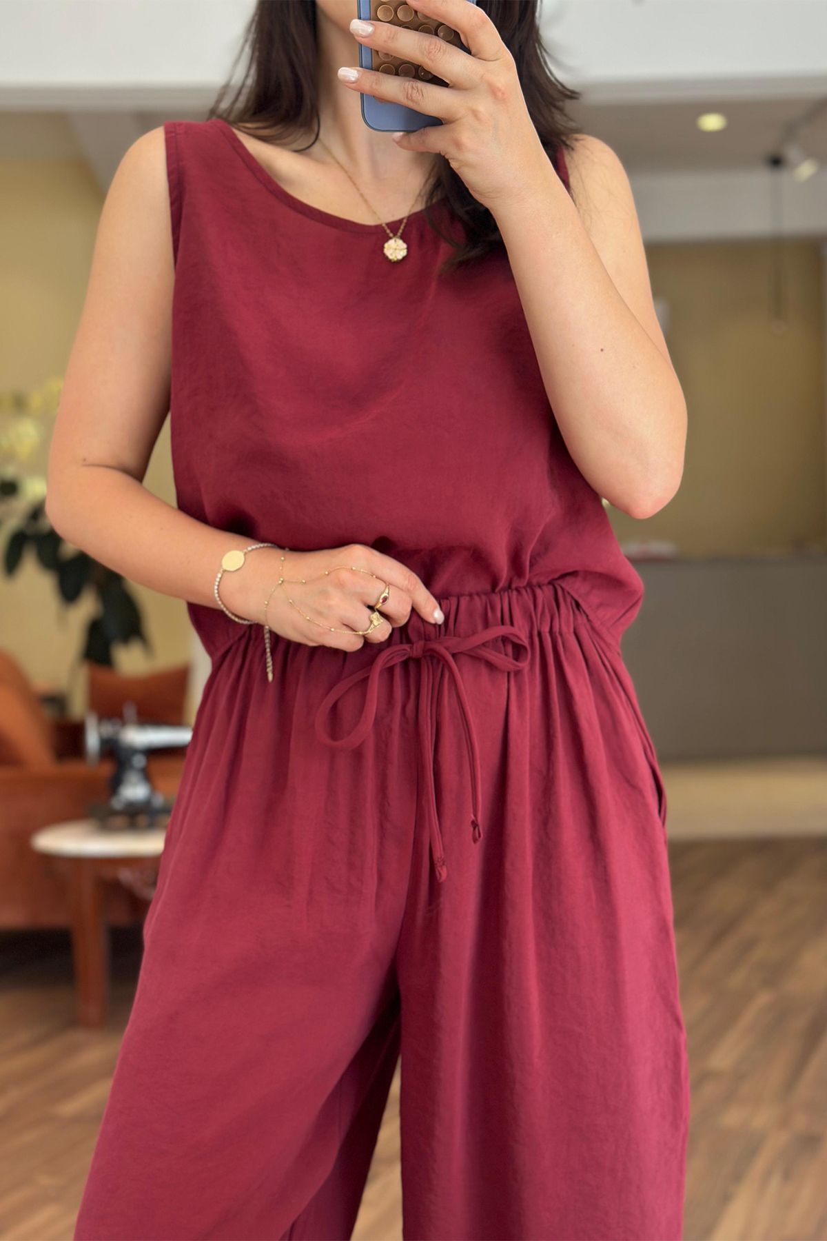 Unique Boutique Bordo Modal Kumaş Alt Üst Takım