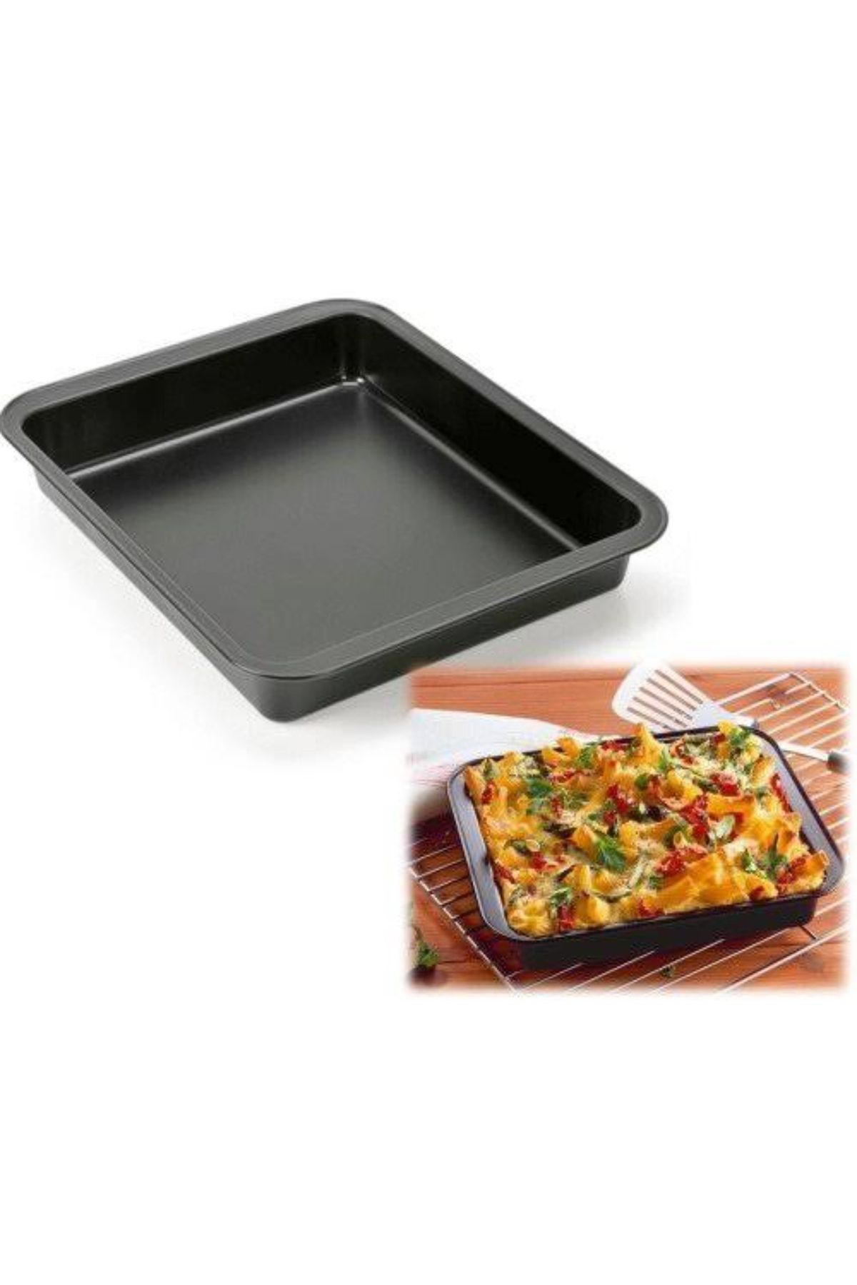 abnturk 48X34 Cm Büyük Boy Dikdörtgen Teflon Fırın Tepsisi