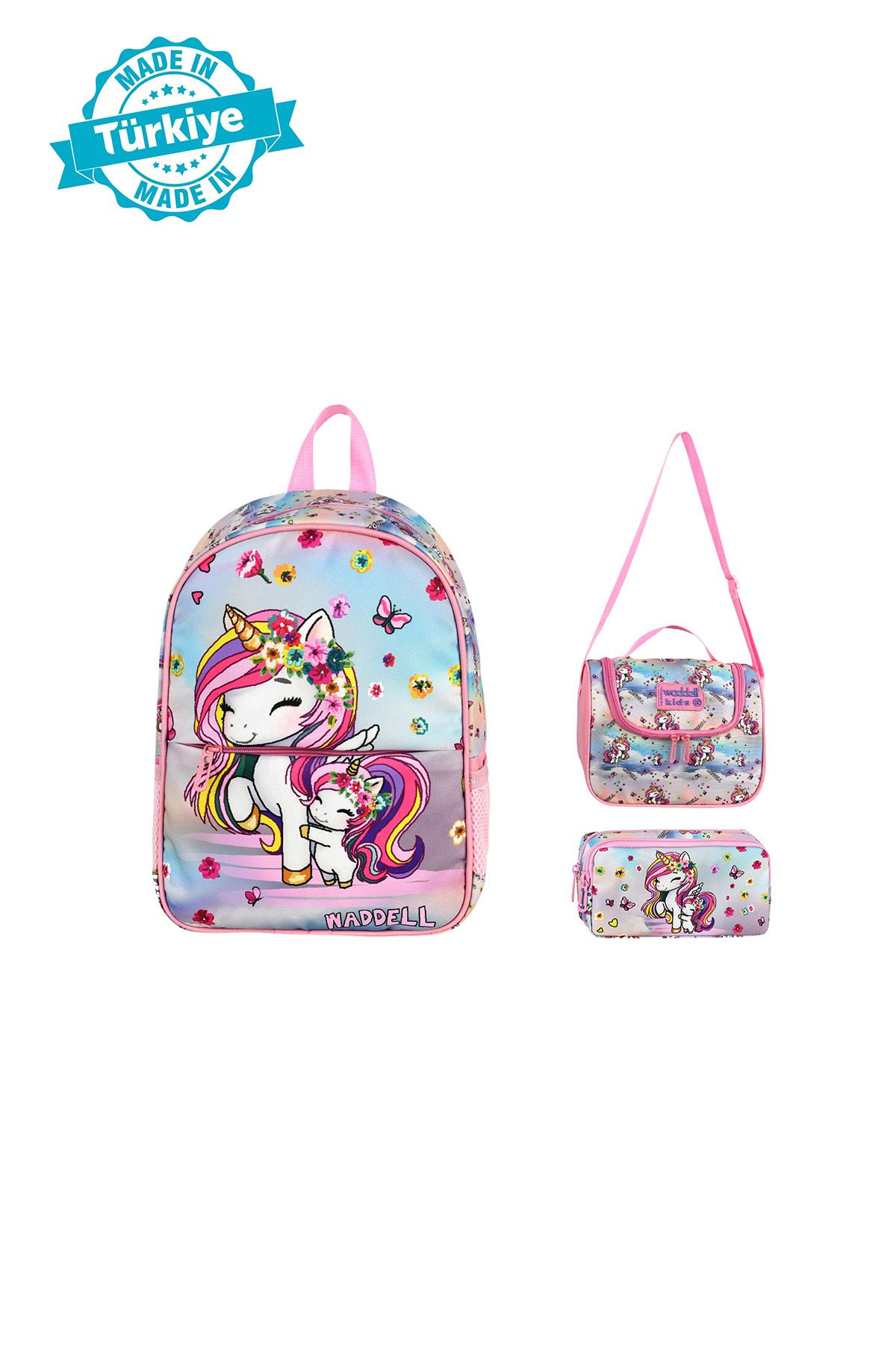 Niss Store Lisanslı Yeni Unicorn Anaokul Sırt Çantası, Termal Beslenme Ve Kalemlik Üçlü Set