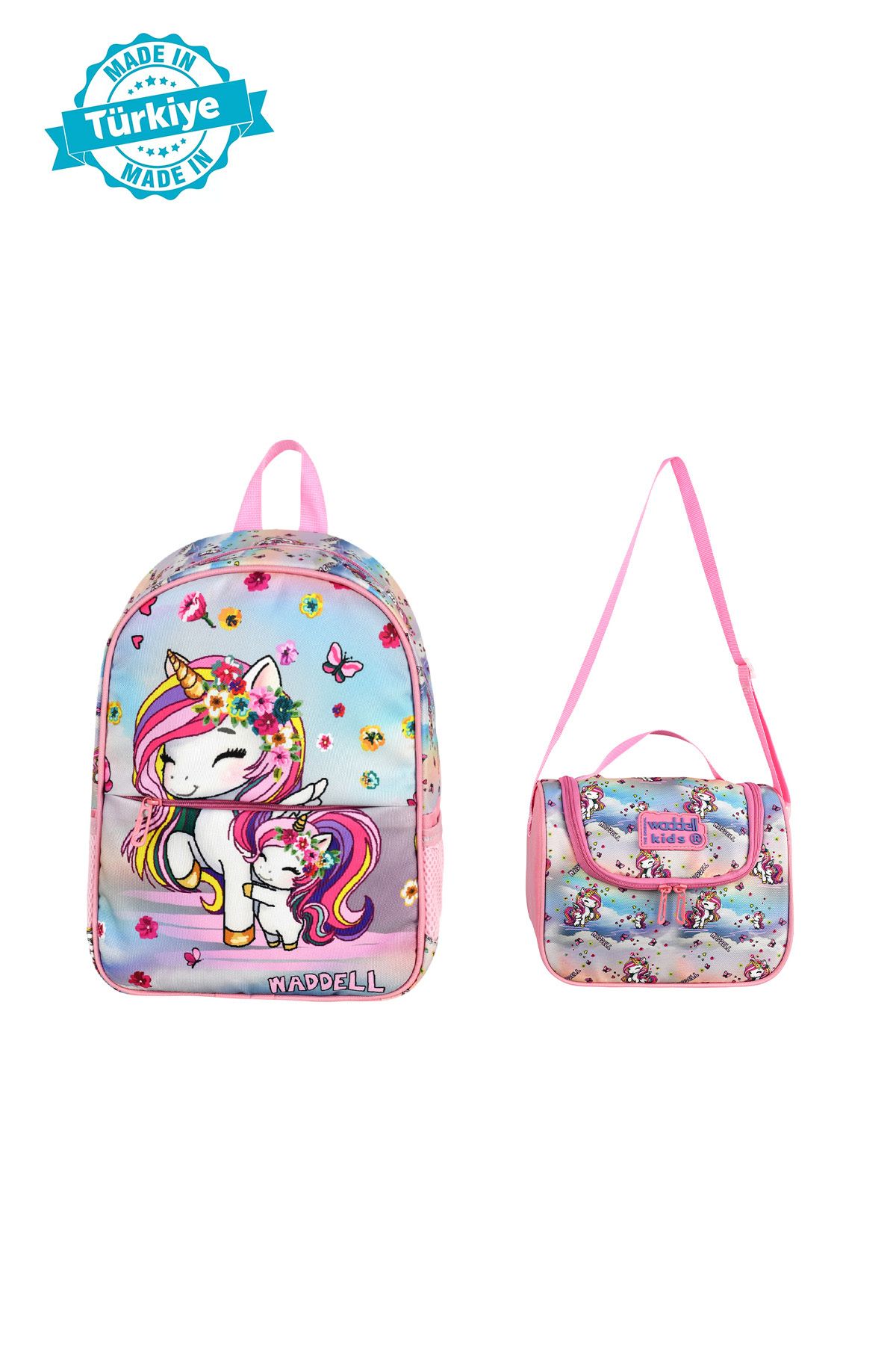Niss Store Lisanslı Yeni Unicorn Desenli Anaokul Sırt Çantası Ve Termal Beslenme Çantası
