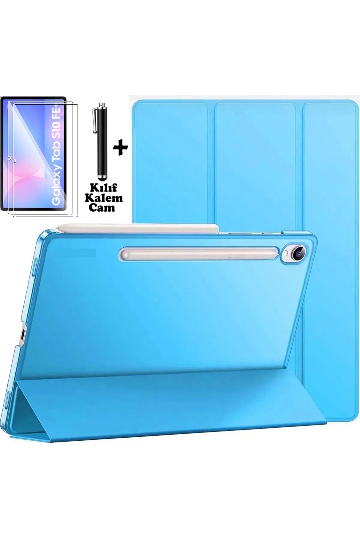 m.tk moveteck Samsung Galaxy S10 Fe Plus 13.1 inç Kılıf Smart Akıllı Uyku Modlu 360 Kapak+Ekran Koruyucu Cam+Kalem