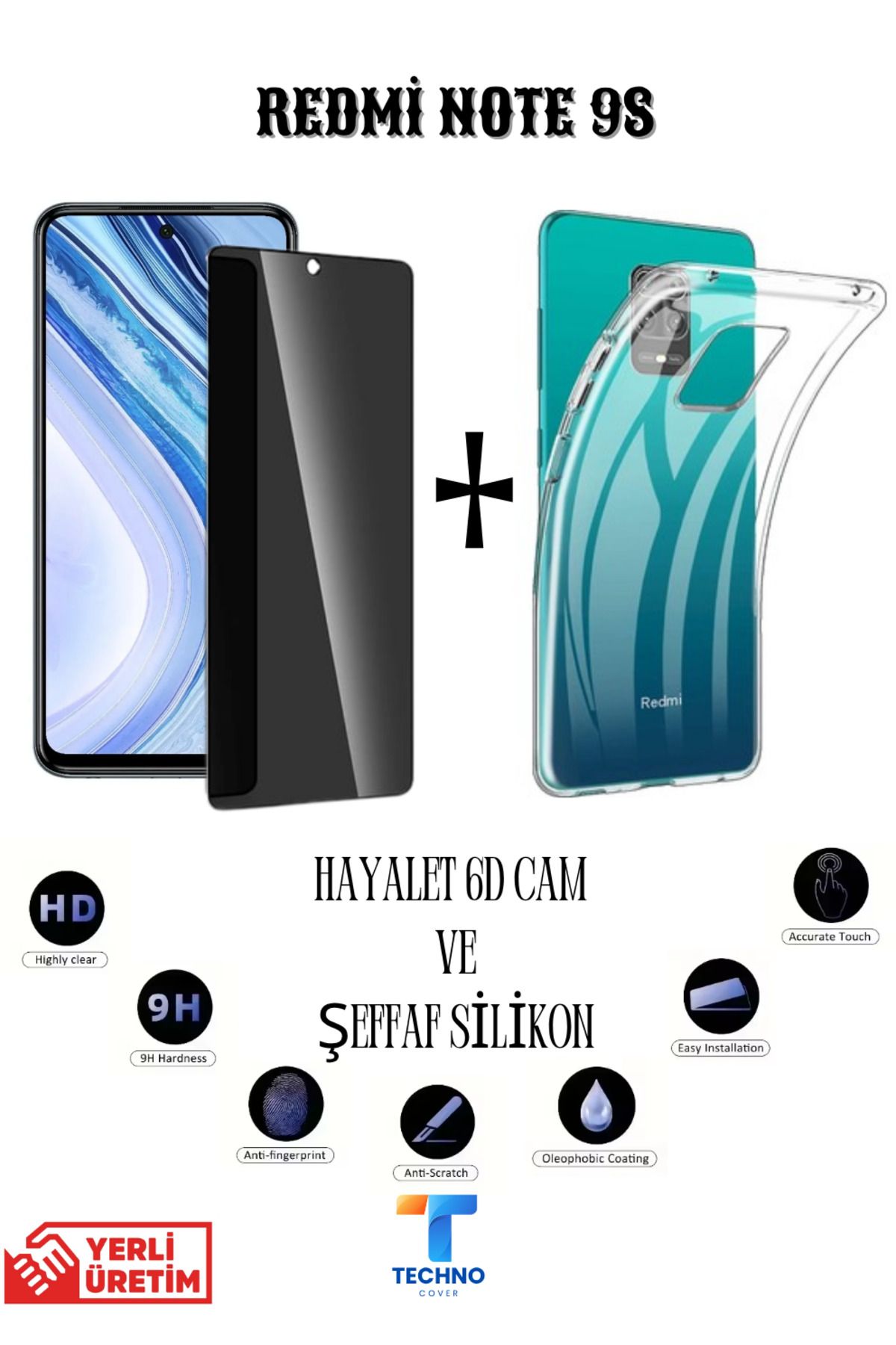 foxpower Redmi Note 9s Hayalet Ekran Koruyucu ve Şeffaf Kılıf 2li Avantajlı Paket