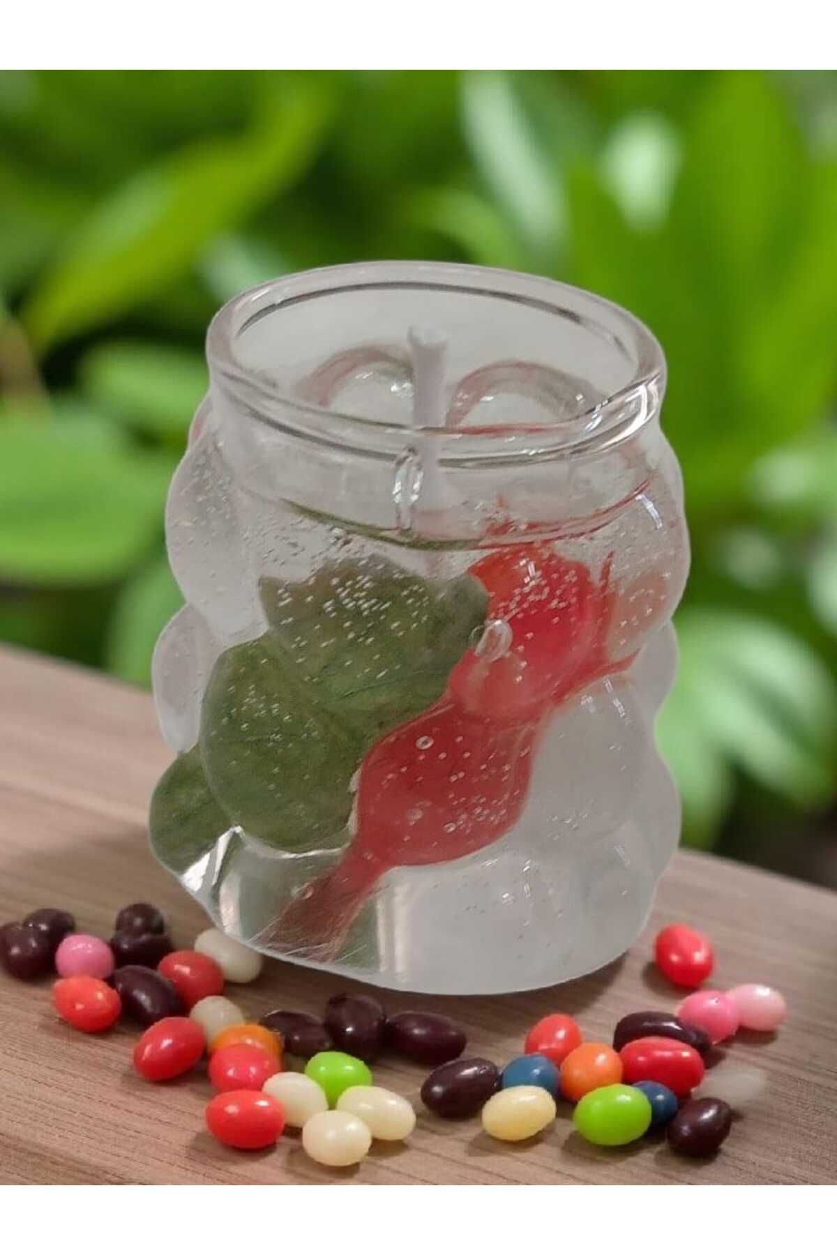 LOACANDLECO Loa Candle Co Dekoratif Jel Mum – Gül Yapraklı ve Şeffaf Tasarım