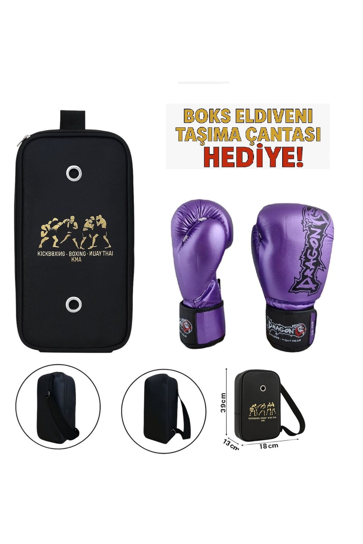 Dragondo Favela Boks Eldiveni Kick Boks Muay Thai Eldiveni ve Eldiven Taşıma Çantalı
