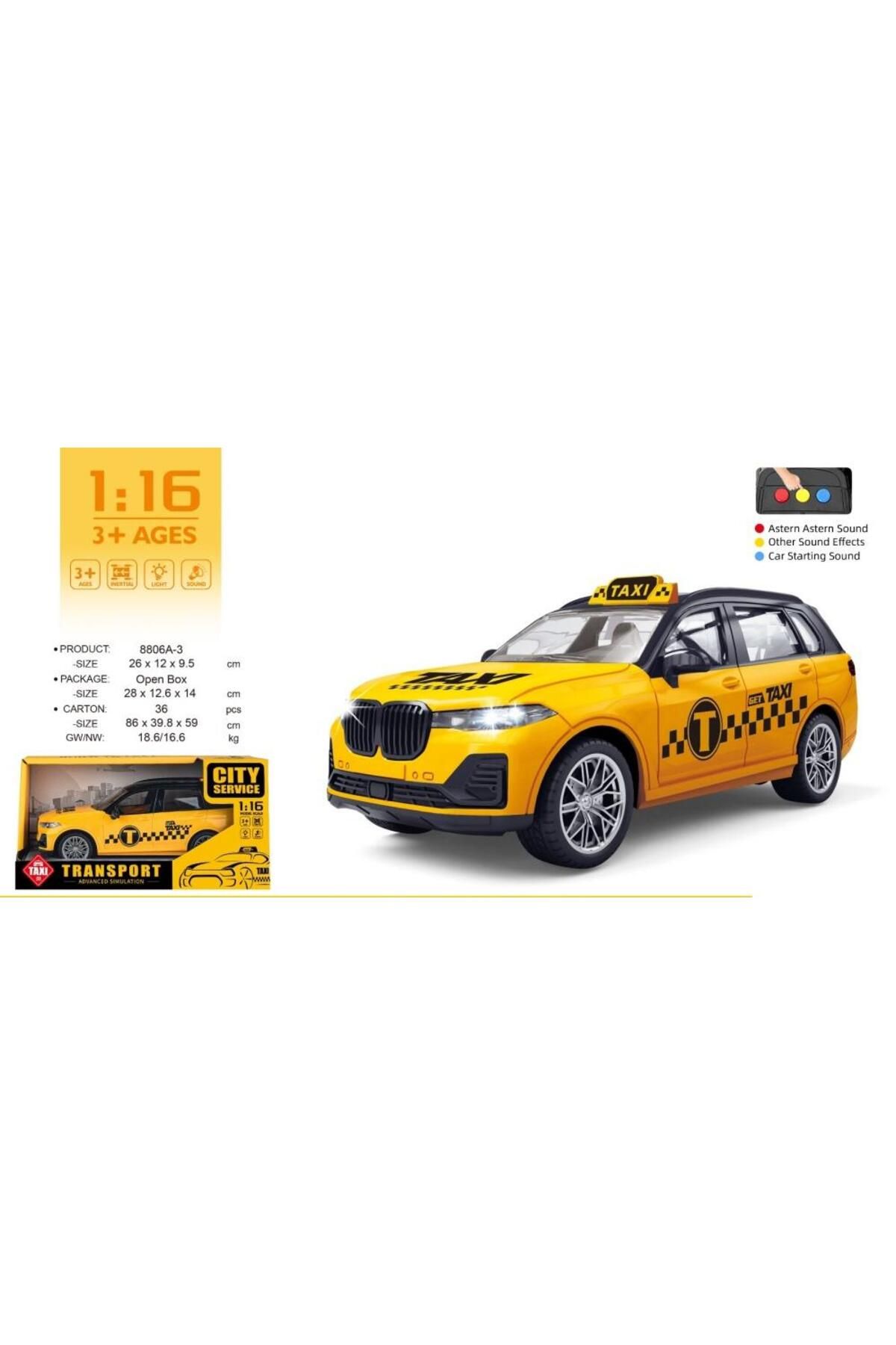 Online 1:16 Ölçek Sesli Işıklı 25 Cm Jeep Sürtmeli Taksi Arabası TaXi Car