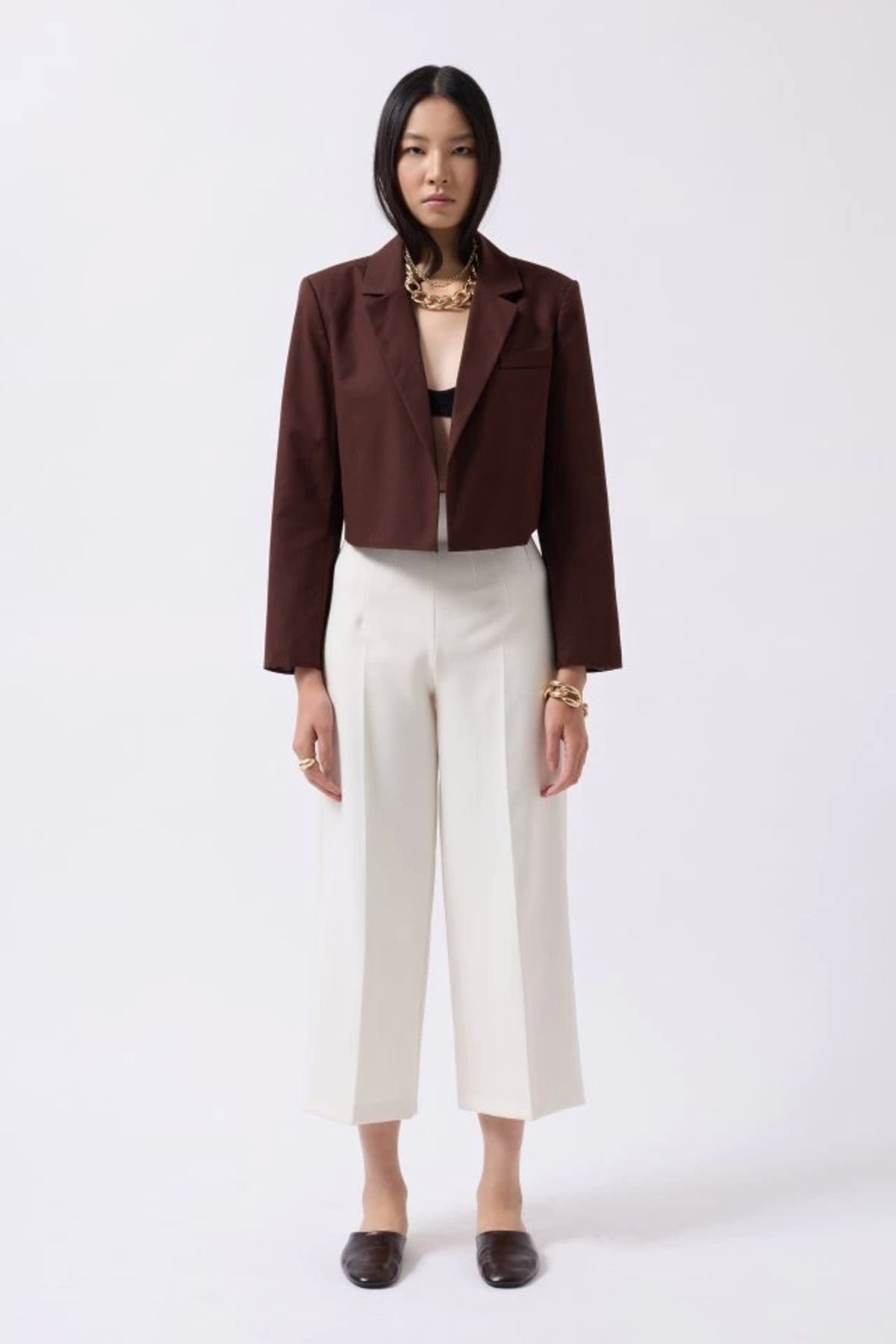 Omarı Crop Keten Blazer Ceket - Şıklığına Şıklık Kat