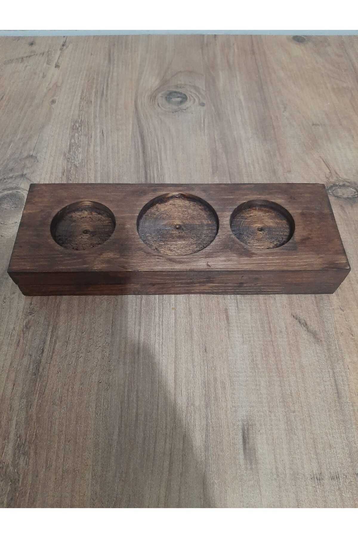 Saatistan Doğal Ahşap Tealight Mumluk, Ceviz Renkli, Dekoratif ve Şık Tasarım