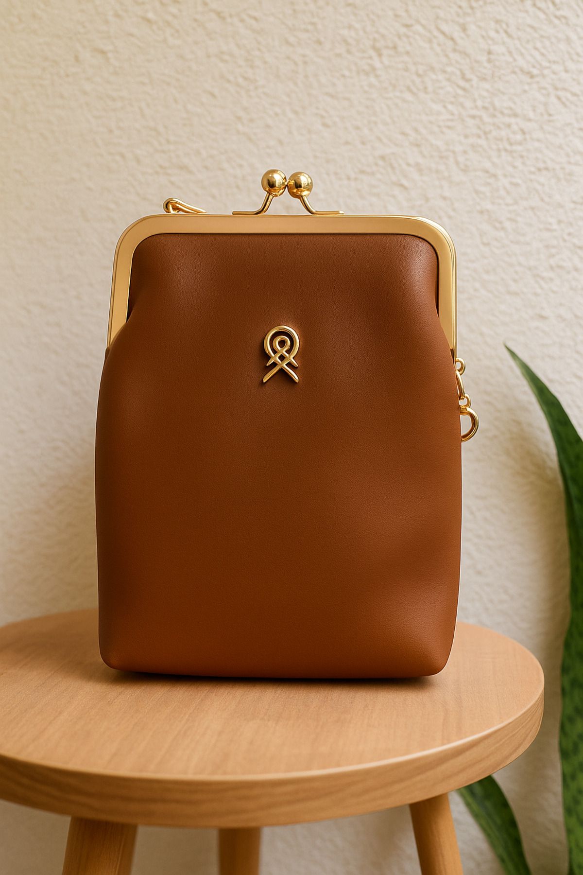 shalby Taba Gold Detaylı Kadın Çanta I Vintage Tasarım I 3 Gözlü Şık Model