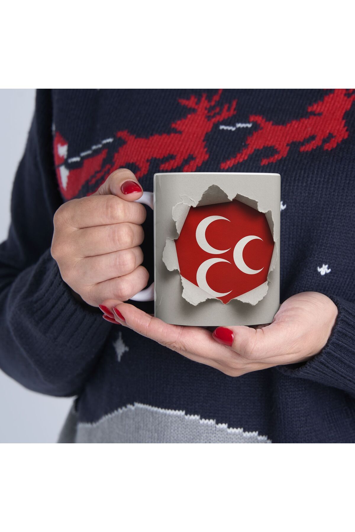 sıradışıhediyem üc hilal kupa bardak bozkurt kupa bardak arkadaşa hediye sevgiliye hediye 3 d görünümlü kupa