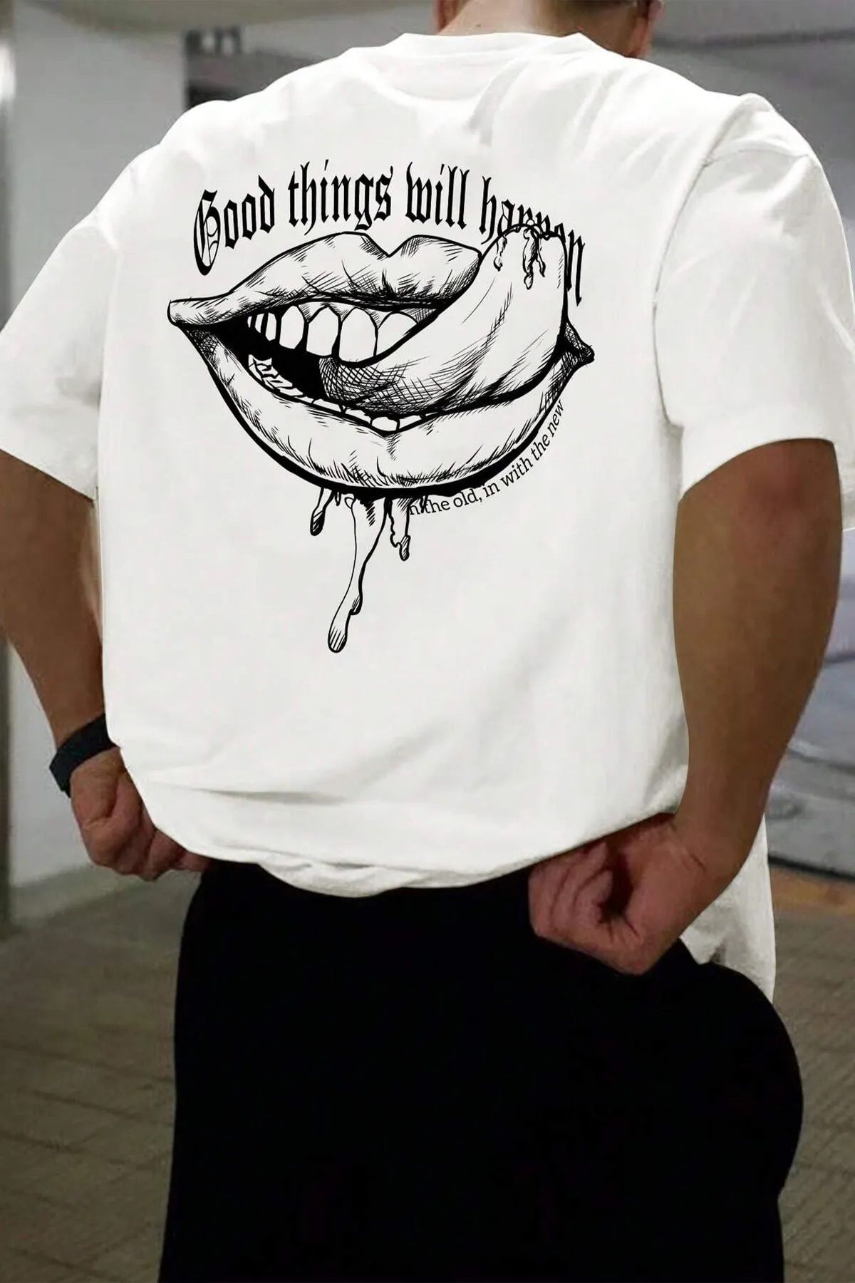 Hunors Sportswear & Company Unisex Kadın/Erkek Oversize Baskılı Pamuklu Bisiklet Yaka Kısa Kollu T-shirt