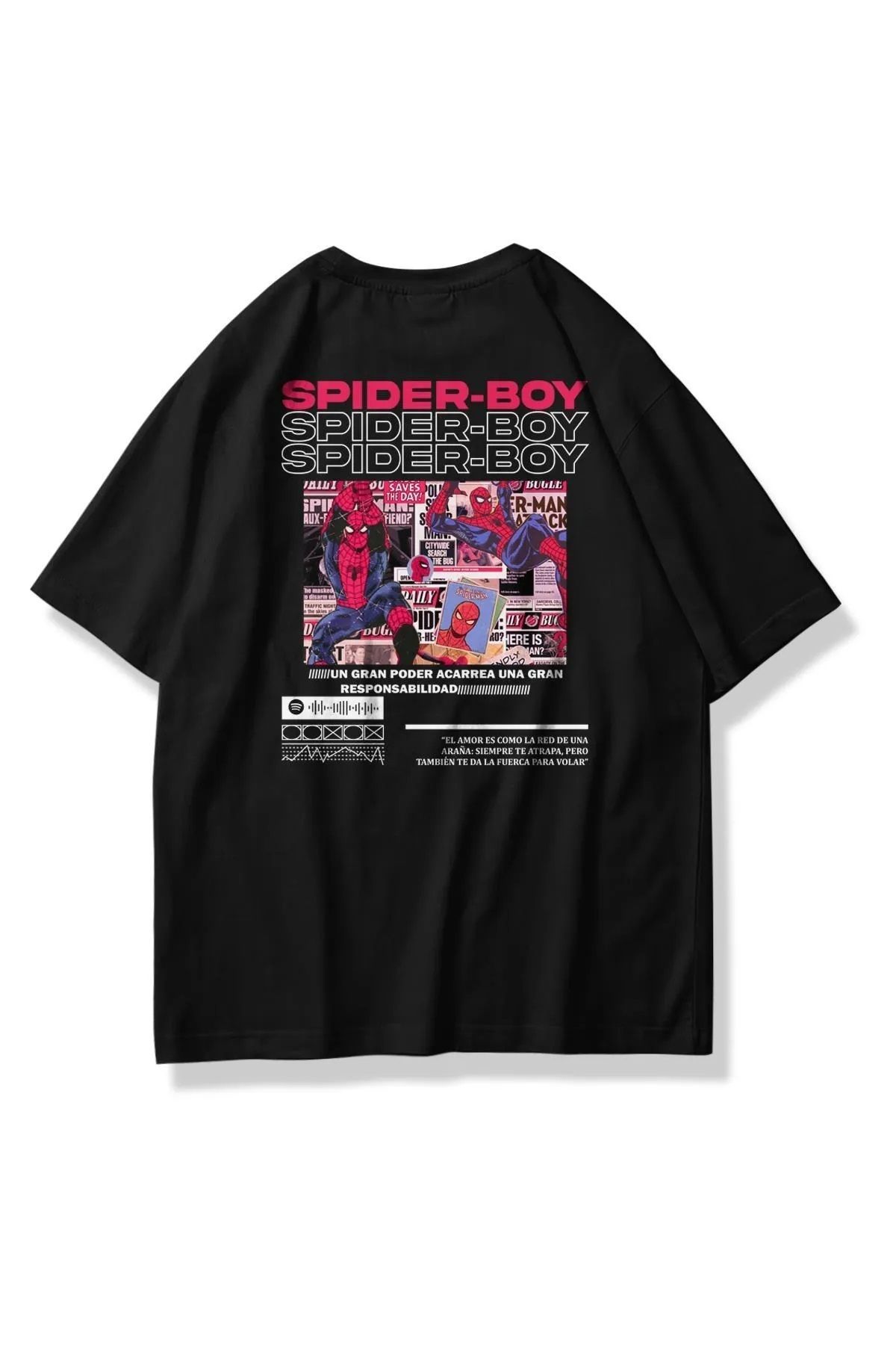 Hunors Sportswear & Company Unisex Kadın/Erkek Oversize Baskılı Pamuklu Bisiklet Yaka Kısa Kollu T-shirt