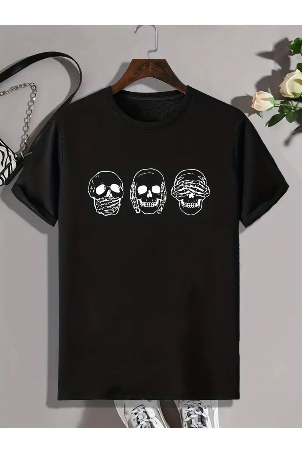 Hunors Sportswear & Company Unisex Kadın/Erkek Oversize Baskılı Pamuklu Bisiklet Yaka Kısa Kollu T-shirt