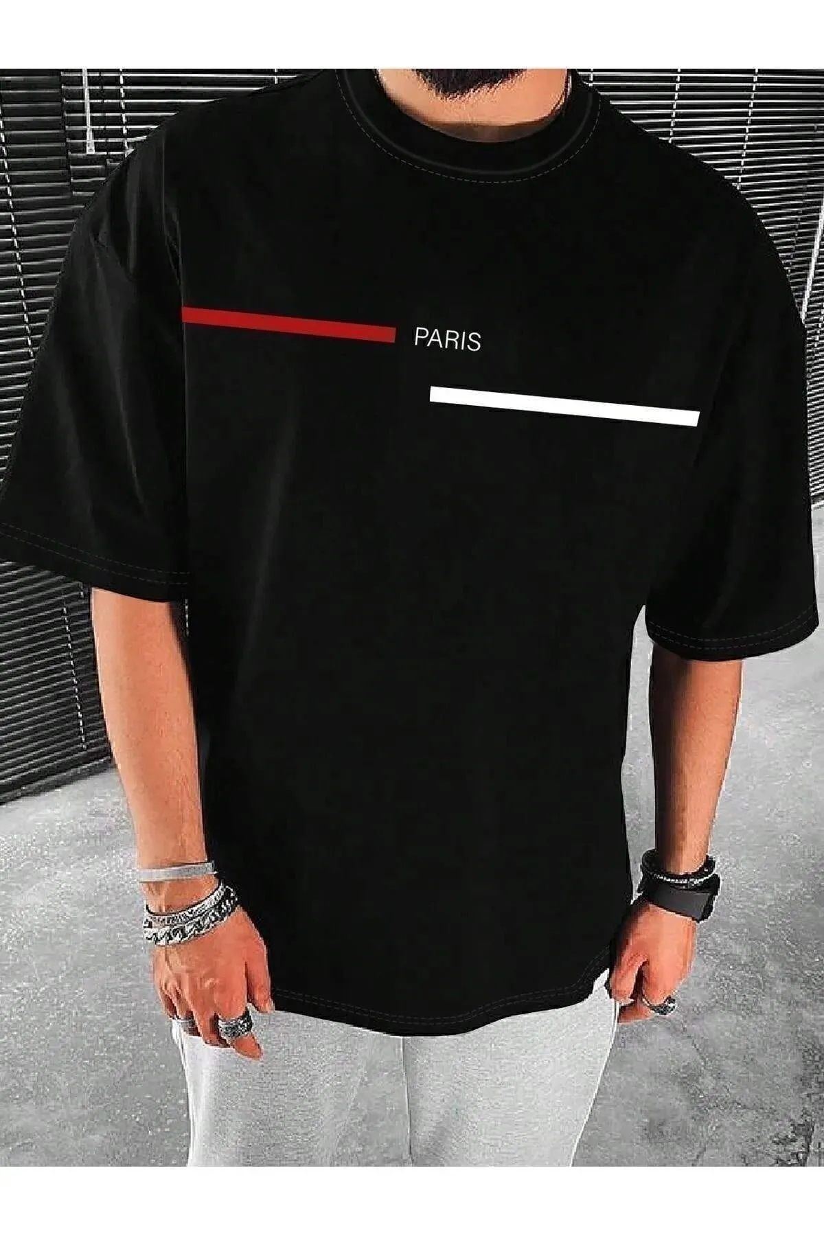 Hunors Sportswear & Company Unisex Kadın/Erkek Oversize Baskılı Pamuklu Bisiklet Yaka Kısa Kollu T-shirt