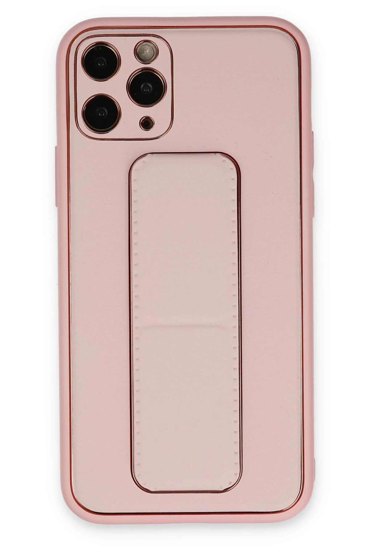 CepteToptan Newface iPhone 11 Pro Kılıf Coco Deri Standlı Kapak - Pembe