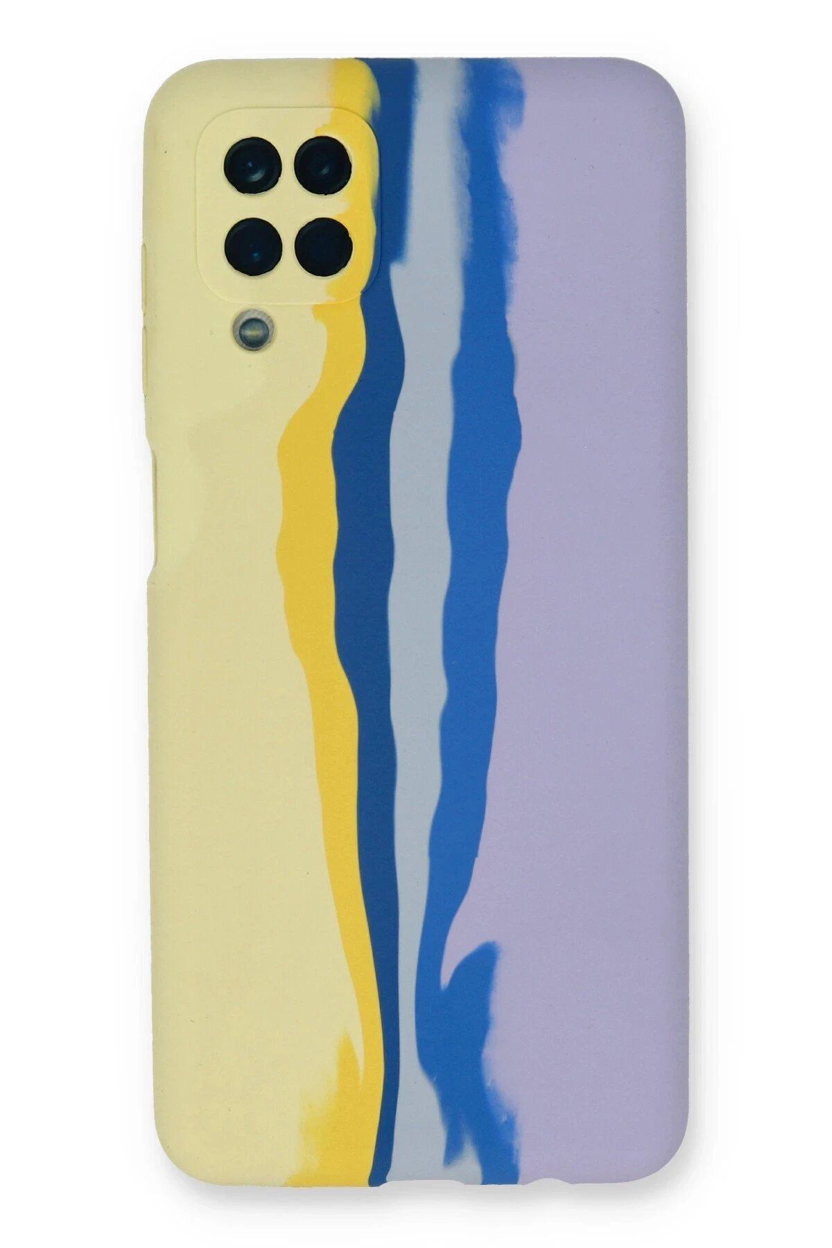 CepteToptan Newface Samsung Galaxy A22 Kılıf Ebruli Lansman Silikon - Sarı-Lila