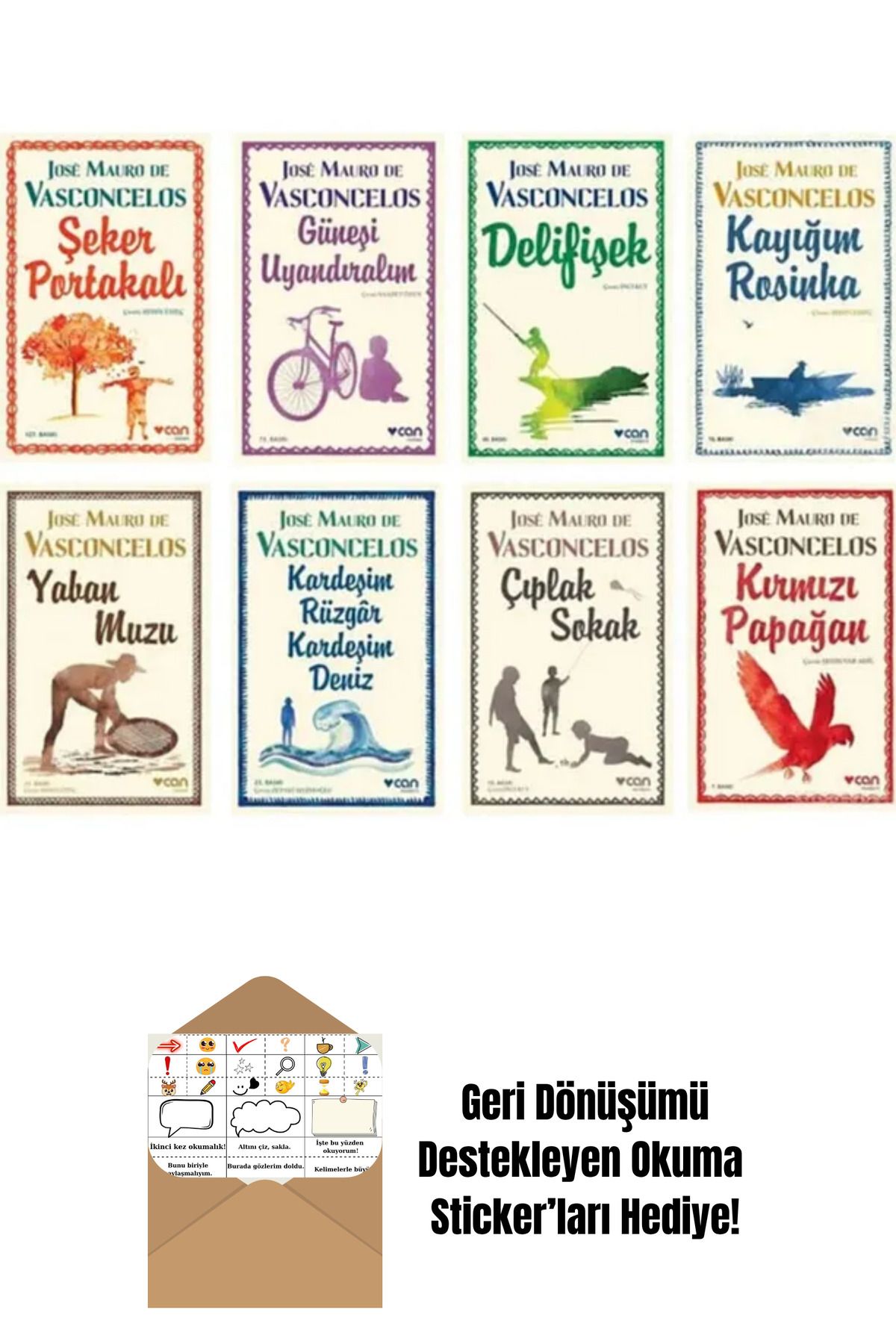 Can Yayınları Jose Mauro De Vasconcelos 8 Kitap Set + Okuma Sticker'ları