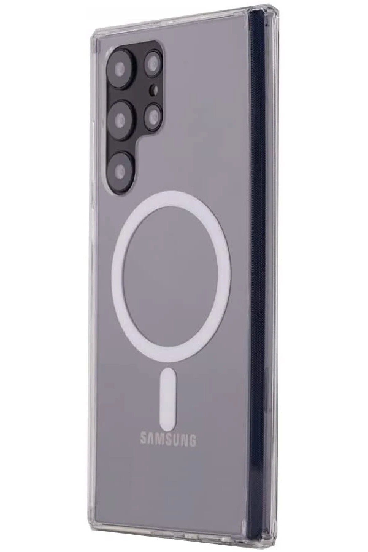 CepteToptan Newface Samsung Galaxy S22 Ultra Kılıf Magneticsafe Şeffaf Silikon - Şeffaf