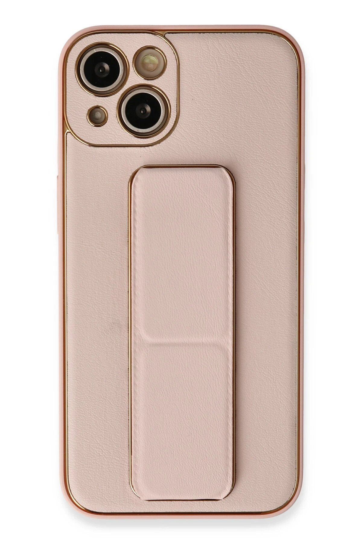 CepteToptan Newface iPhone 13 Kılıf Coco Deri Standlı Kapak - Pembe