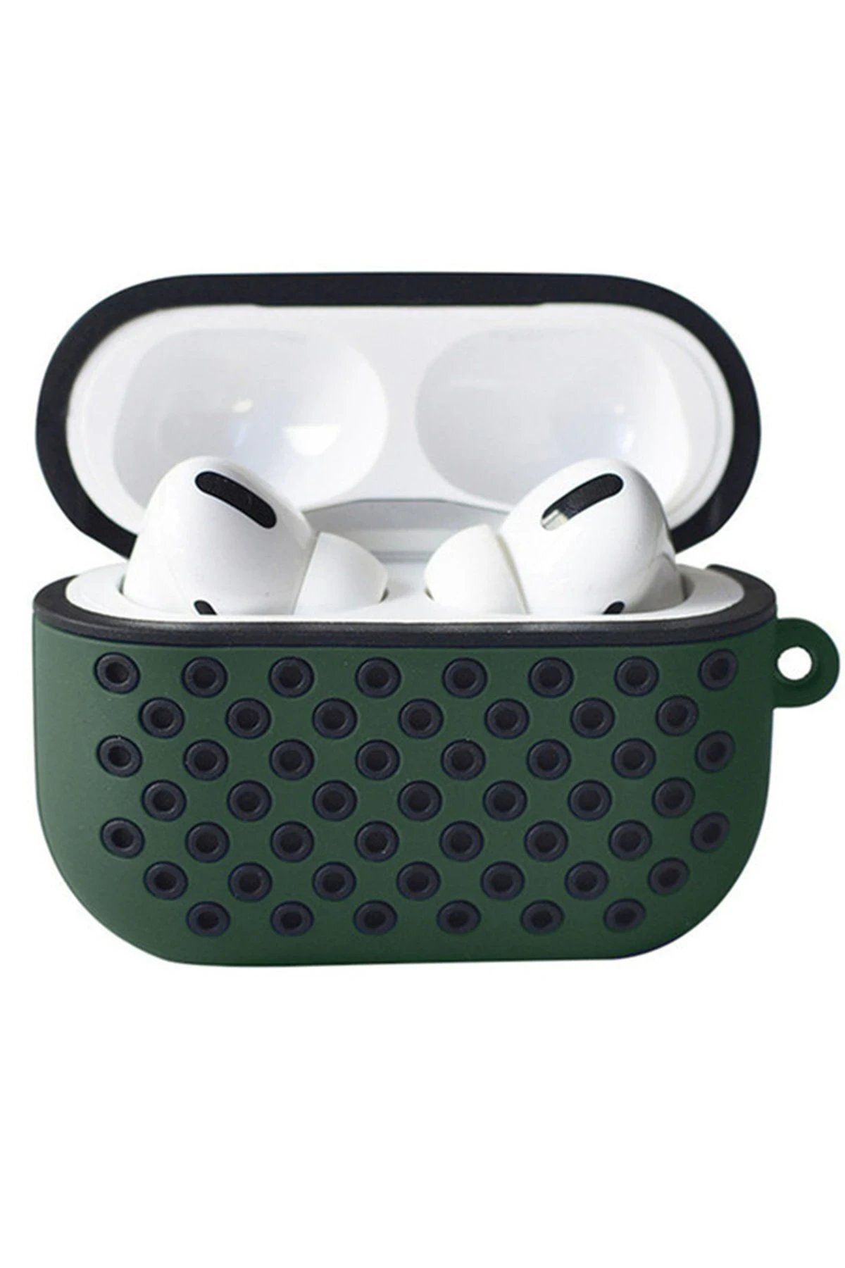 CepteToptan Newface Airpods Pro 2 (2.nesil) Spor Delikli Kılıf - Haki Yeşil-Siyah