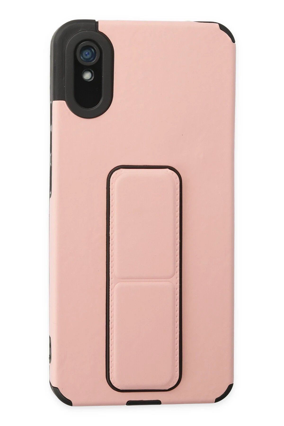 CepteToptan Newface Xiaomi Redmi 9A Kılıf Mega Standlı Silikon - Pudra