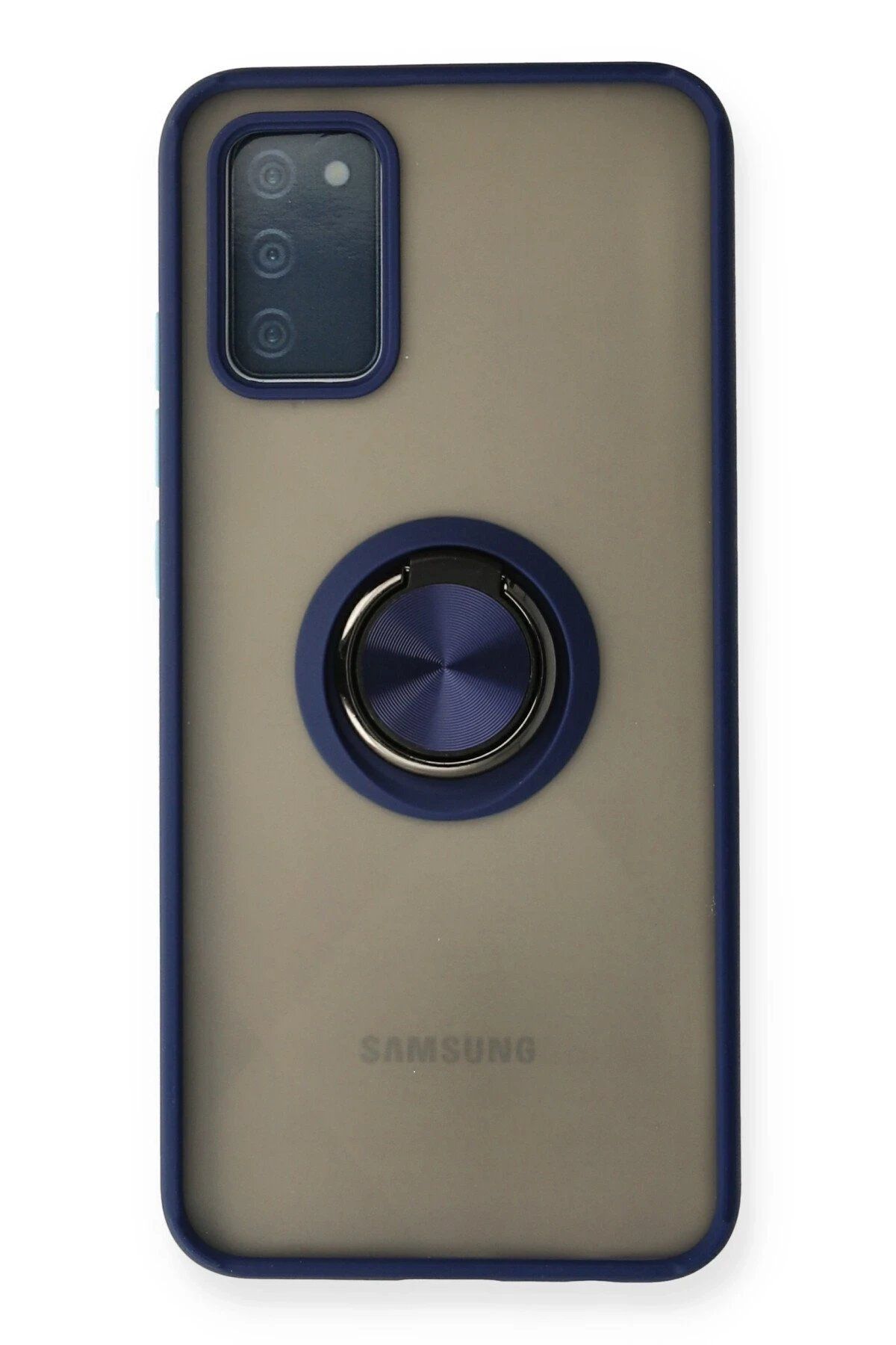 CepteToptan Newface Samsung Galaxy A02S Kılıf Montreal Yüzüklü Silikon Kapak - Lacivert