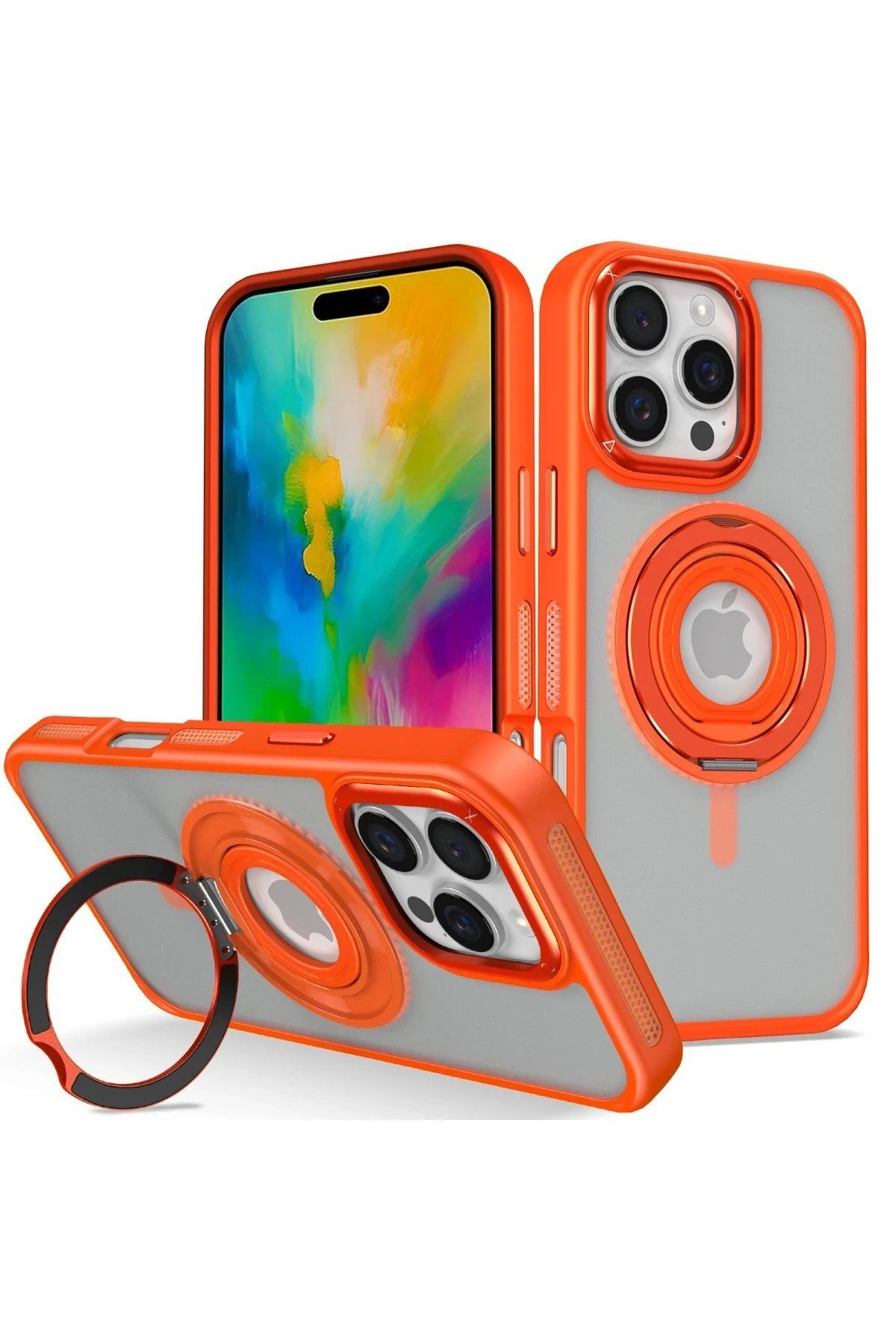 CepteToptan Joko iPhone 16 Pro Banza Magsafe Standlı Kapak - Turuncu