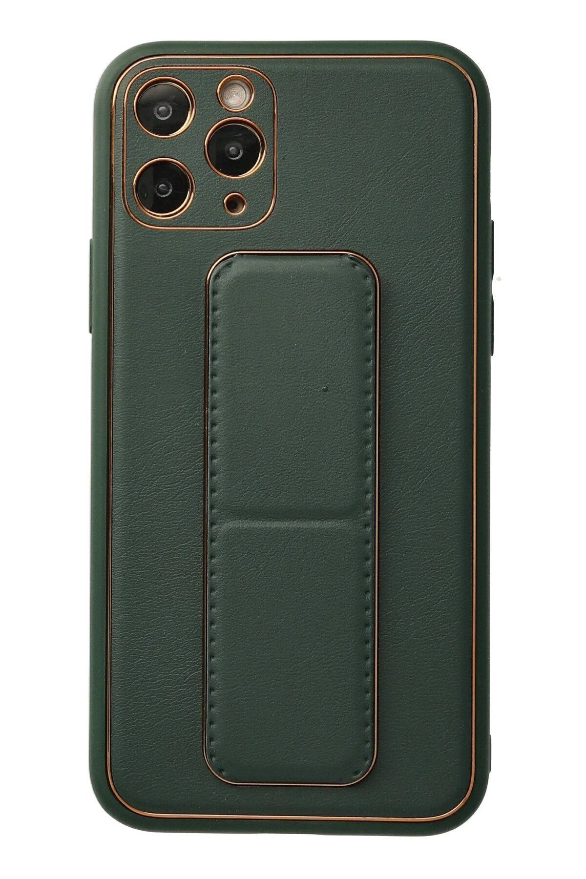 CepteToptan Newface iPhone 11 Pro Kılıf Coco Deri Standlı Kapak - Yeşil