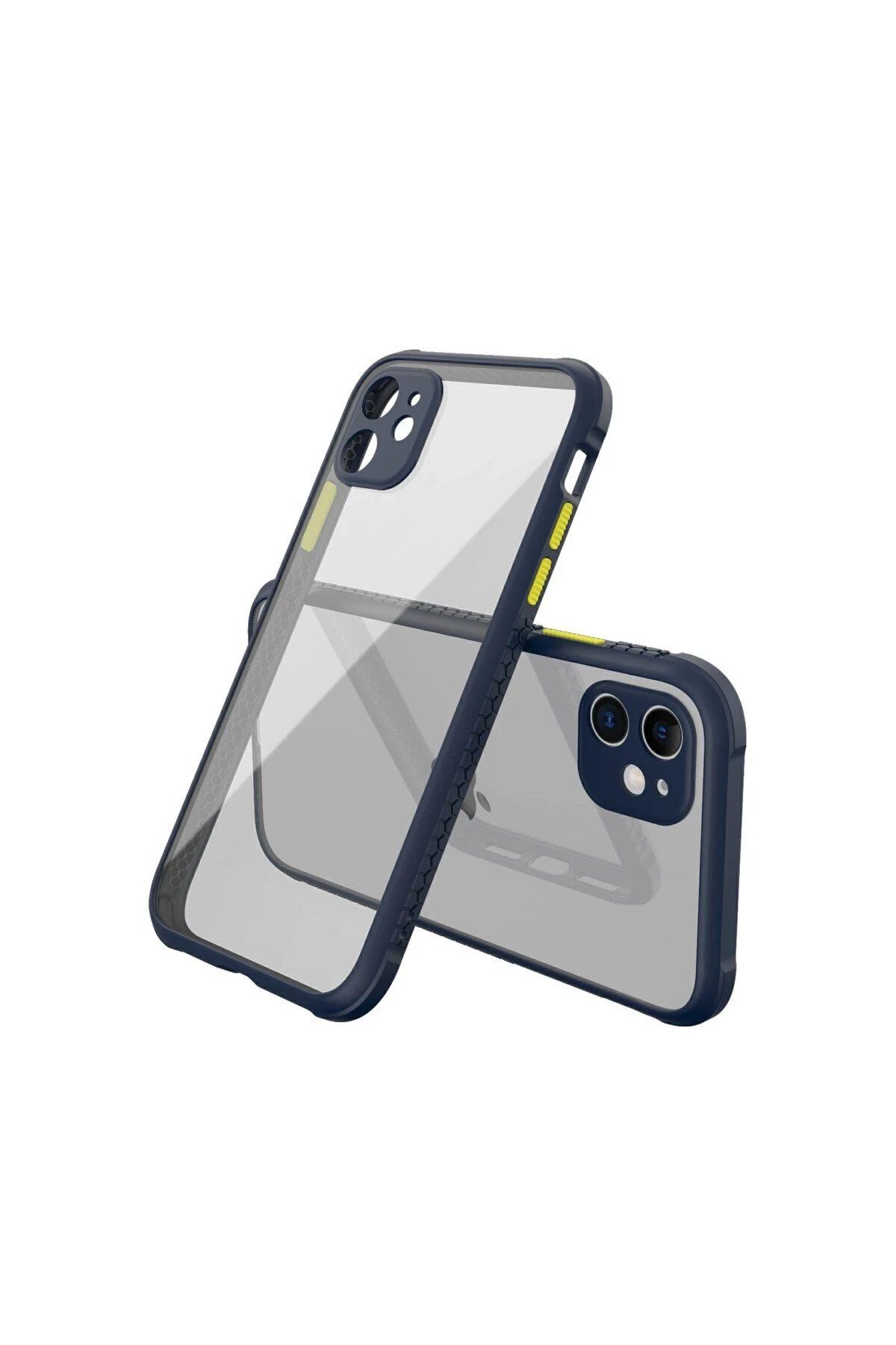 CepteToptan Newface iPhone 12 Mini Kılıf Miami Şeffaf Silikon - Lacivert