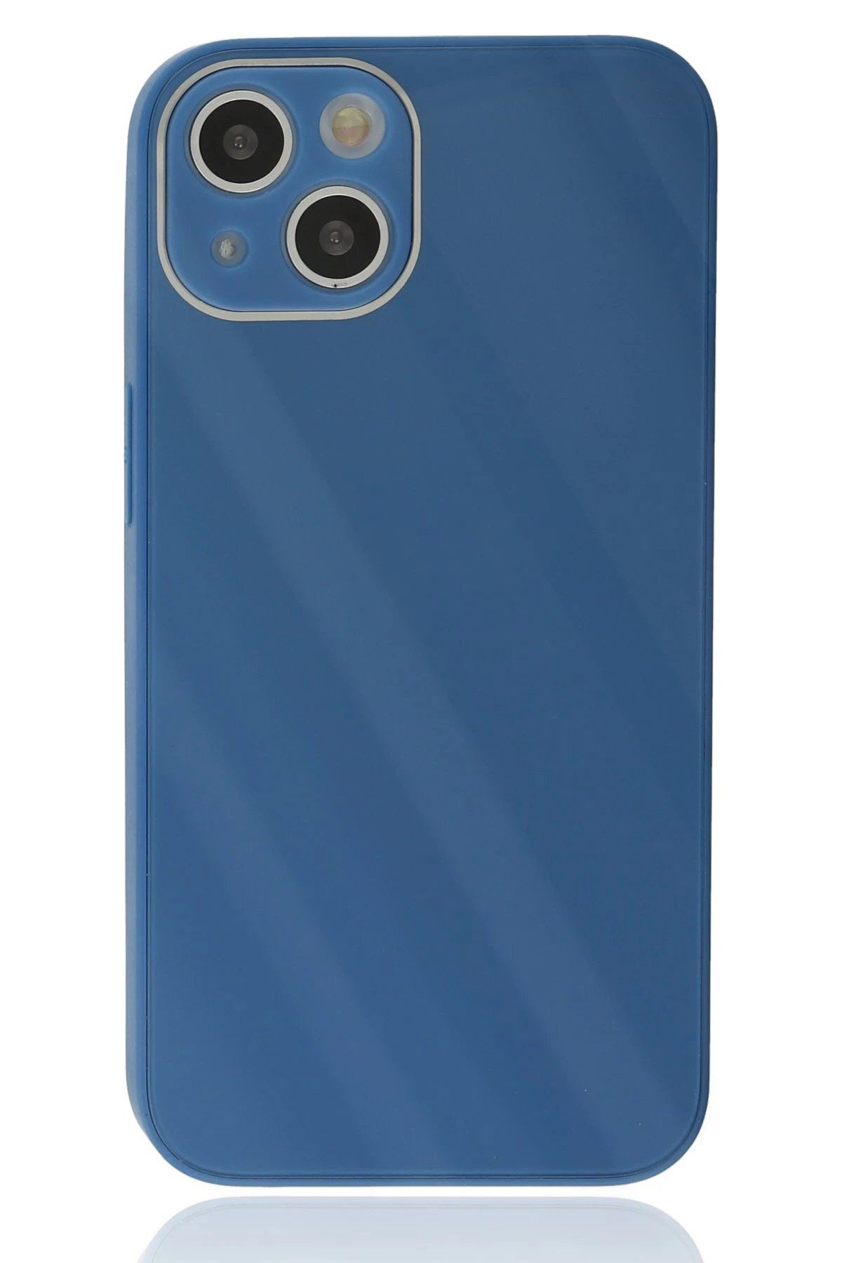 CepteToptan Newface iPhone 14 Plus Kılıf Glass Kapak - Mavi
