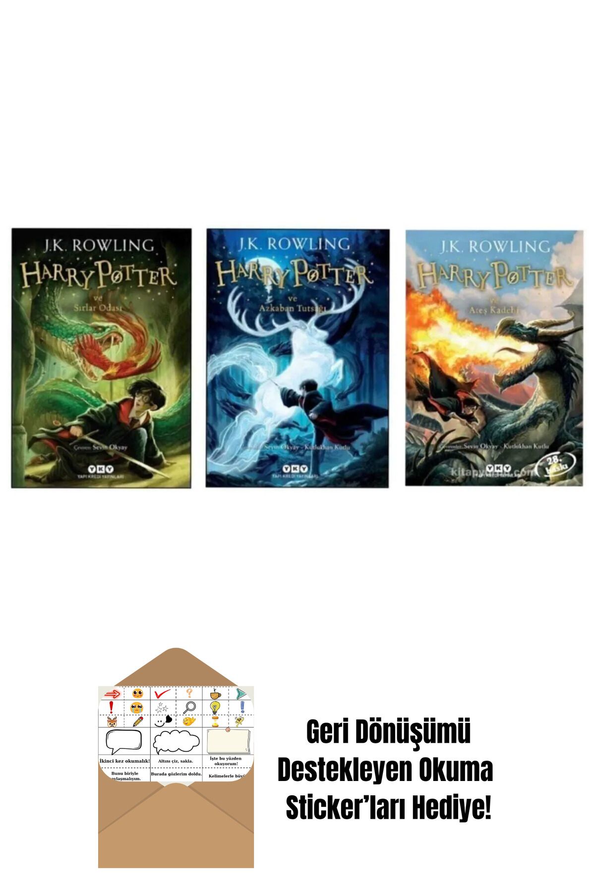 Yapı Kredi Yayınları Harry Potter Set 2 3 4 + Okuma Sticker'ları